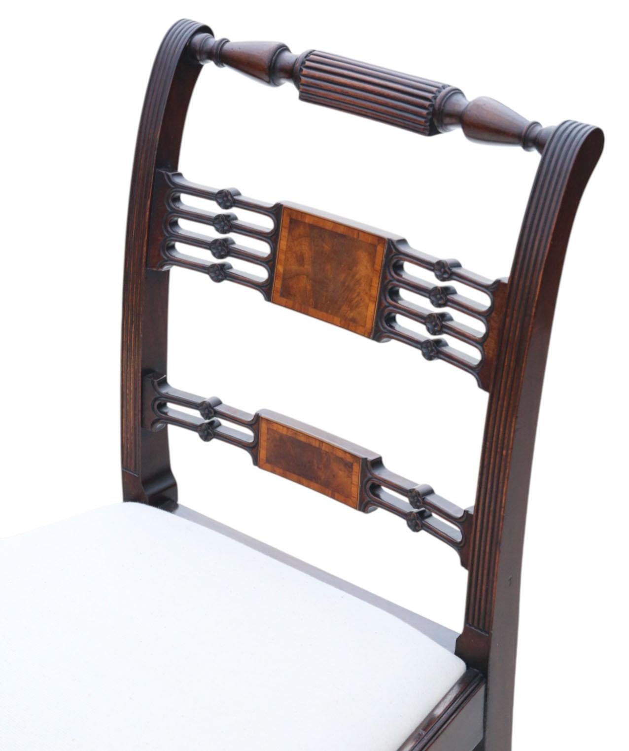 Antique Revival Set of 8 Regency Mahogany Dining Chairs (6 + 2 Carvers) – c.1940 For Sale 4