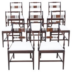 Antique Revival Set of 8 Regency Mahogany Dining Chairs (6 + 2 Carvers) – c.1940