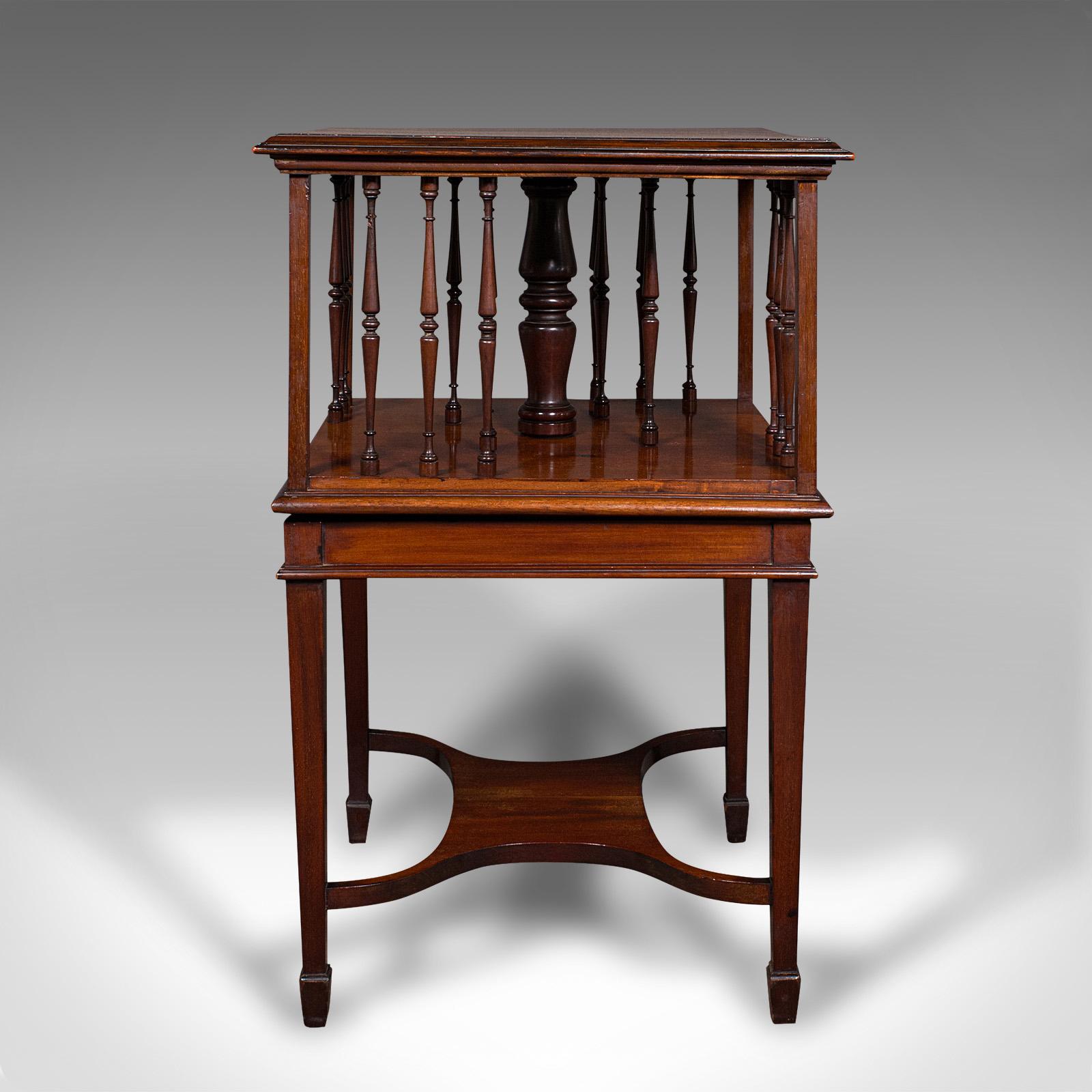 Antique Revolving Bookcase, English, Walnut, Rotating Novel Library, Edwardian In Good Condition For Sale In Hele, Devon, GB