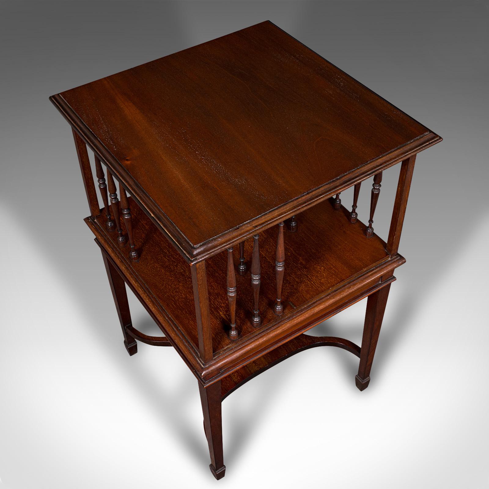 Antique Revolving Bookcase, English, Walnut, Rotating Novel Library, Edwardian For Sale 2