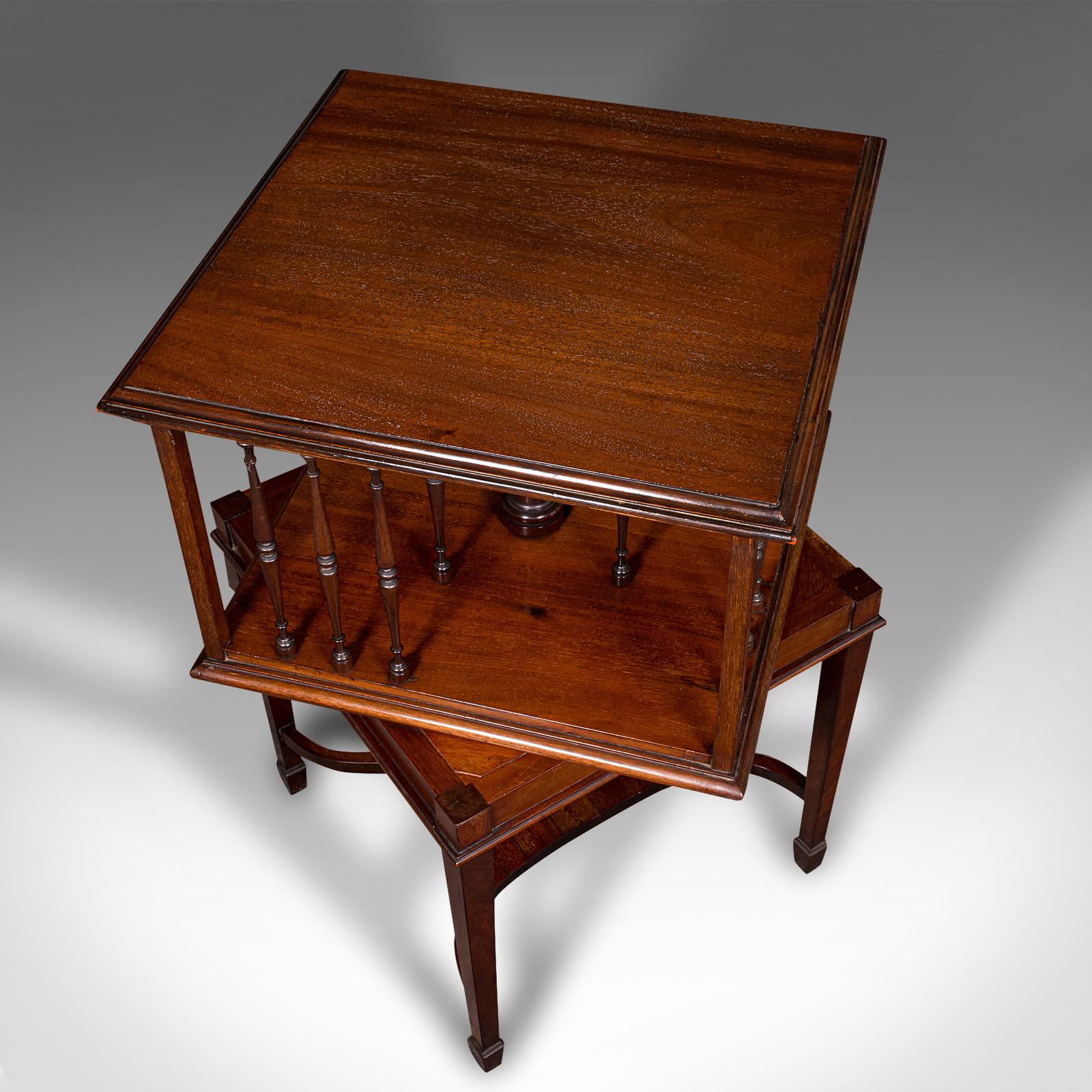 Antique Revolving Bookcase, English, Walnut, Rotating Novel Library, Edwardian For Sale 3