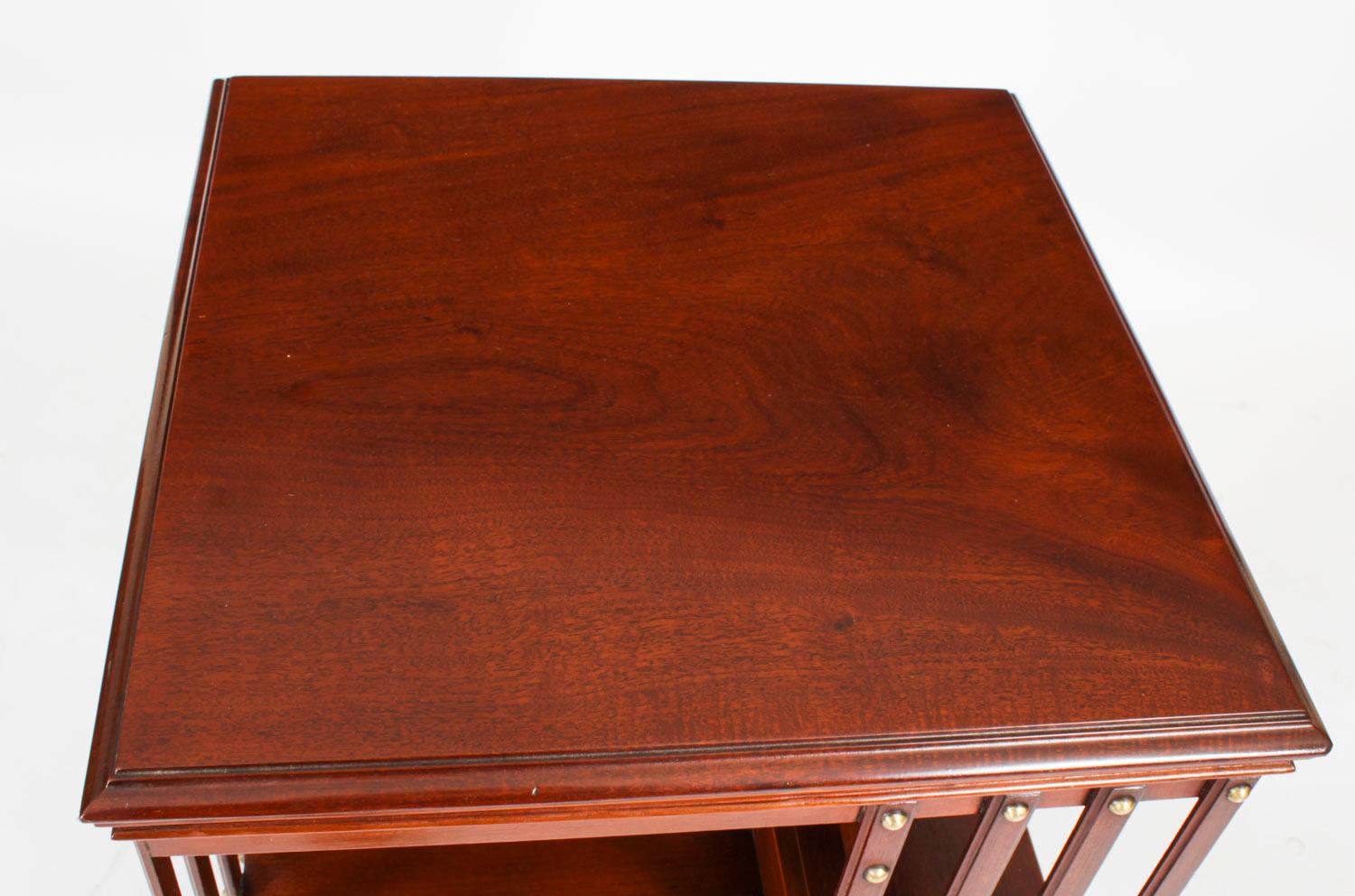 Antique Revolving Bookcase Flame Mahogany 1900s 2