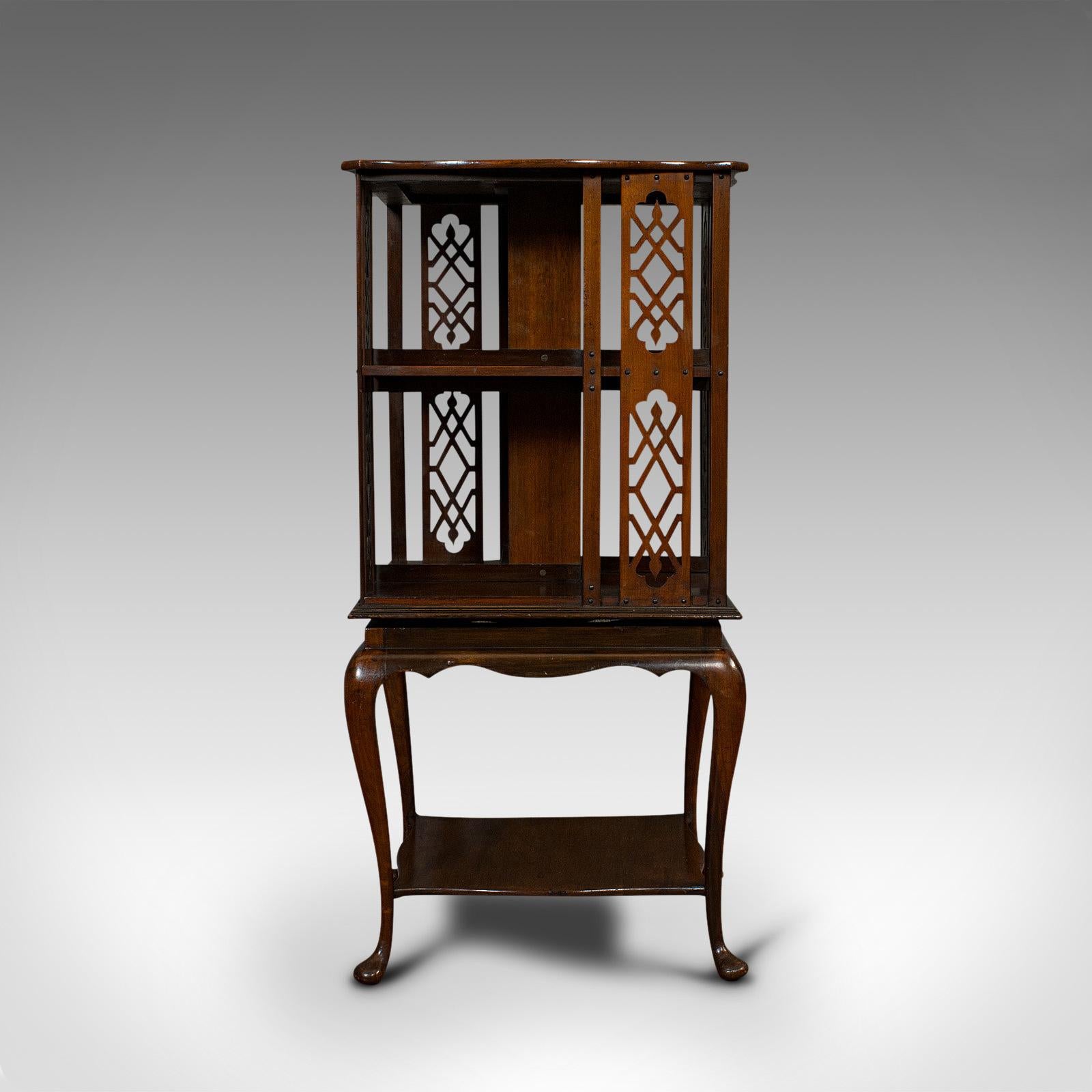 Antique Revolving Library, English, Walnut, Bookcase Table Edwardian, circa 1910 In Good Condition In Hele, Devon, GB