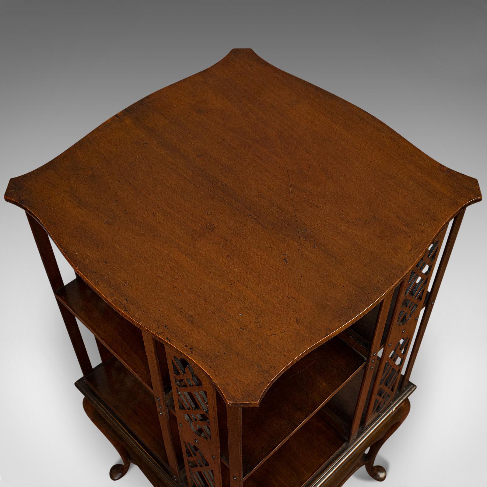 Antique Revolving Library, English, Walnut, Bookcase Table Edwardian, circa 1910 3