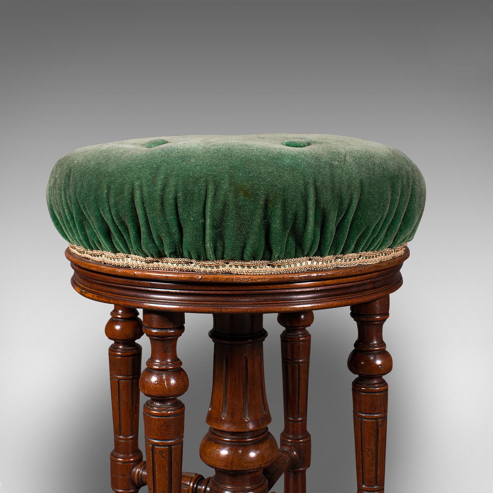 Antique Revolving Music Stool, English, Walnut, Piano, Charles Wadman, C.1880 2