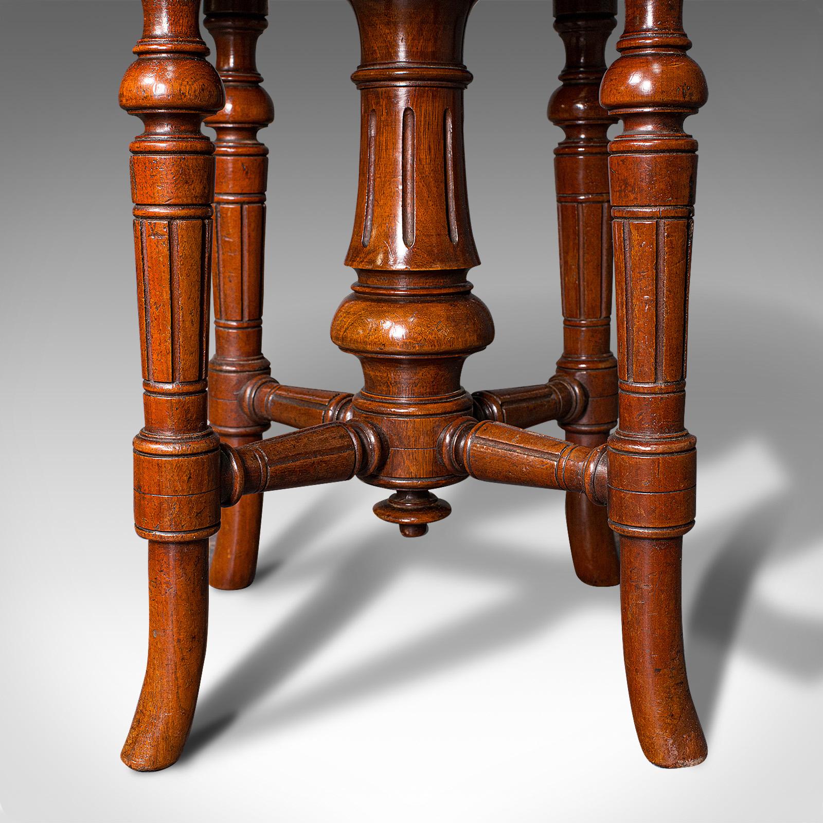 Antique Revolving Music Stool, English, Walnut, Piano, Charles Wadman, C.1880 4
