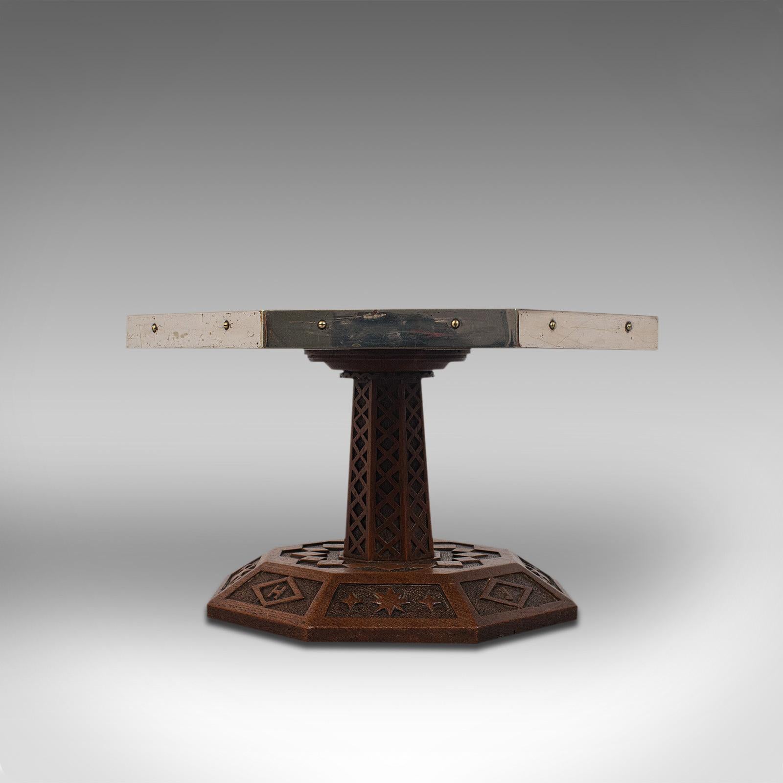 British Antique Revolving Table Top Platter, Oak, Lazy Susan, Ecclesiastical, Victorian