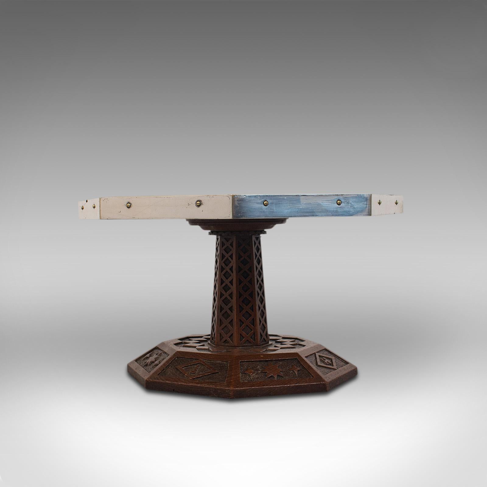 19th Century Antique Revolving Table Top Platter, Oak, Lazy Susan, Ecclesiastical, Victorian
