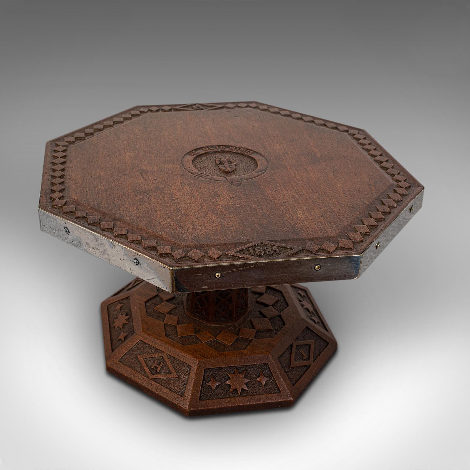 Antique Revolving Table Top Platter, Oak, Lazy Susan, Ecclesiastical, Victorian 2