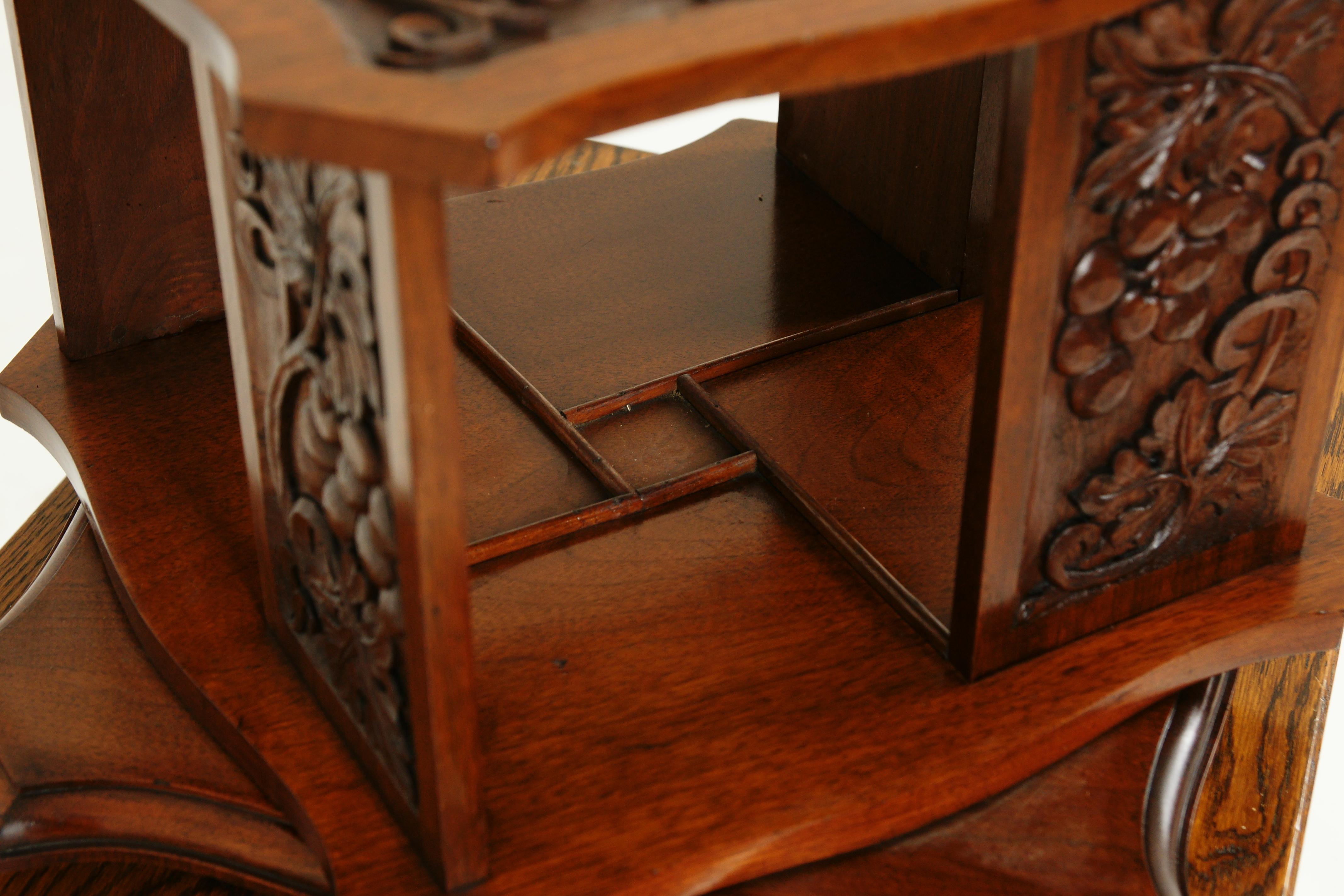 Hand-Crafted Antique Revolving Tabletop Bookcase, Arts + Crafts, Walnut, Scotland 1910, B2545