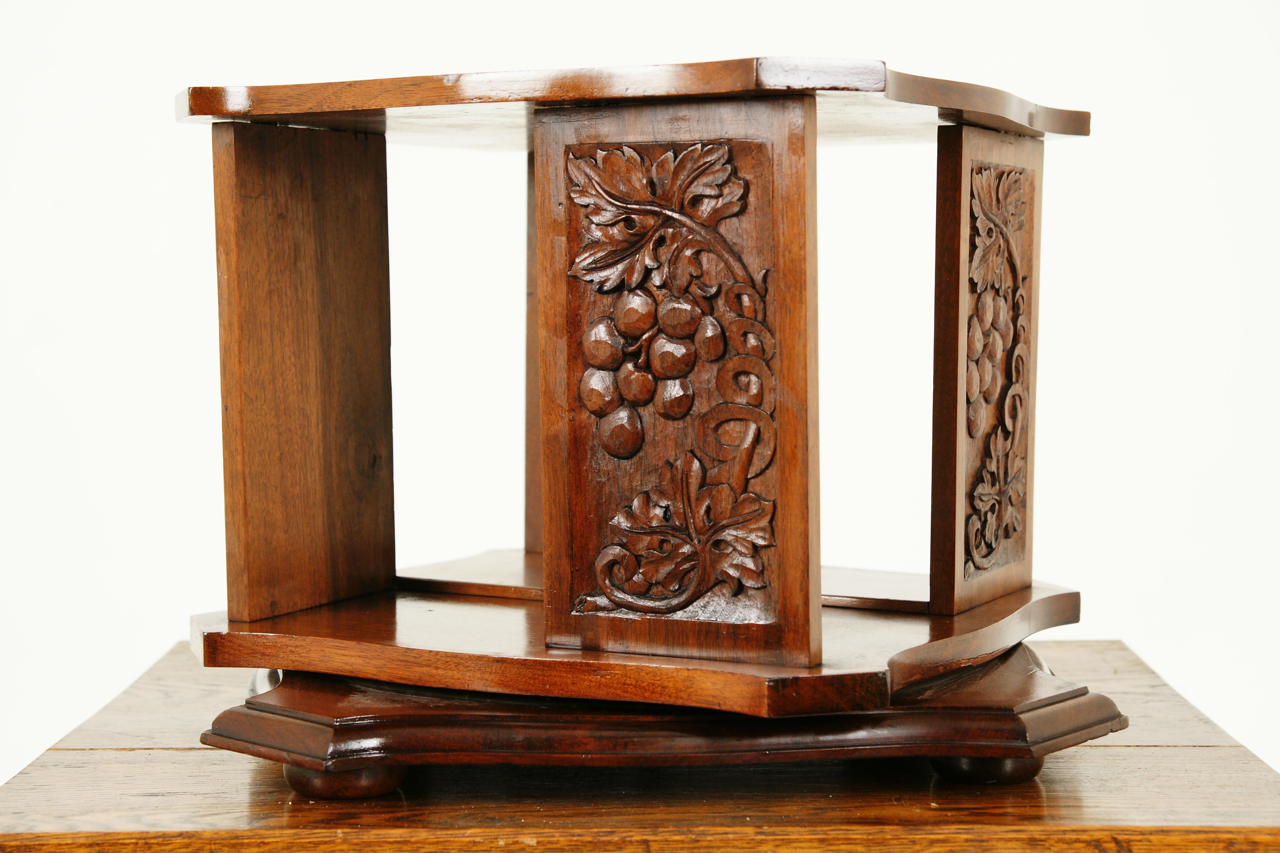 Antique Revolving Tabletop Bookcase, Arts + Crafts, Walnut, Scotland 1910, B2545 In Good Condition In Vancouver, BC