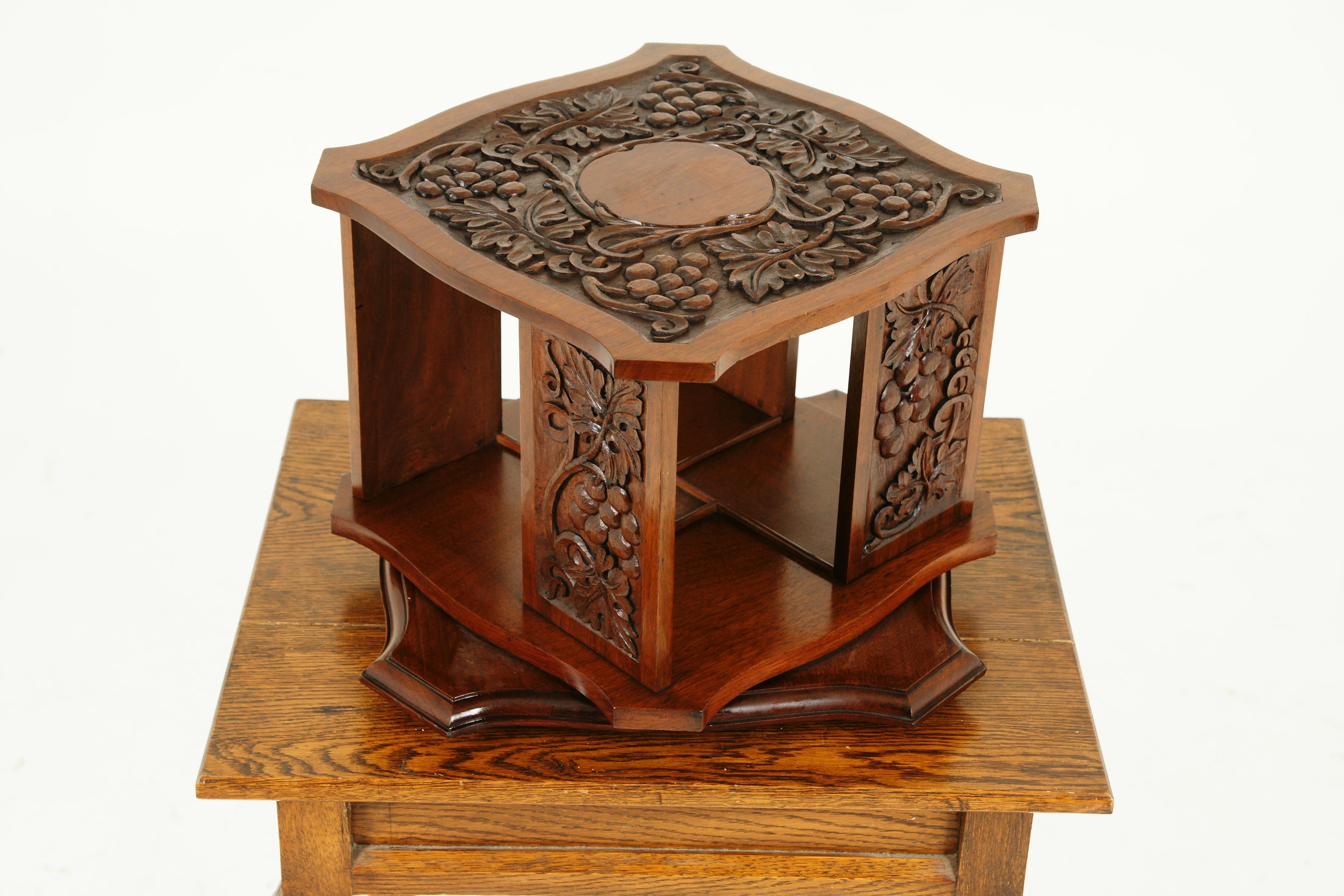 Early 20th Century Antique Revolving Tabletop Bookcase, Arts + Crafts, Walnut, Scotland 1910, B2545