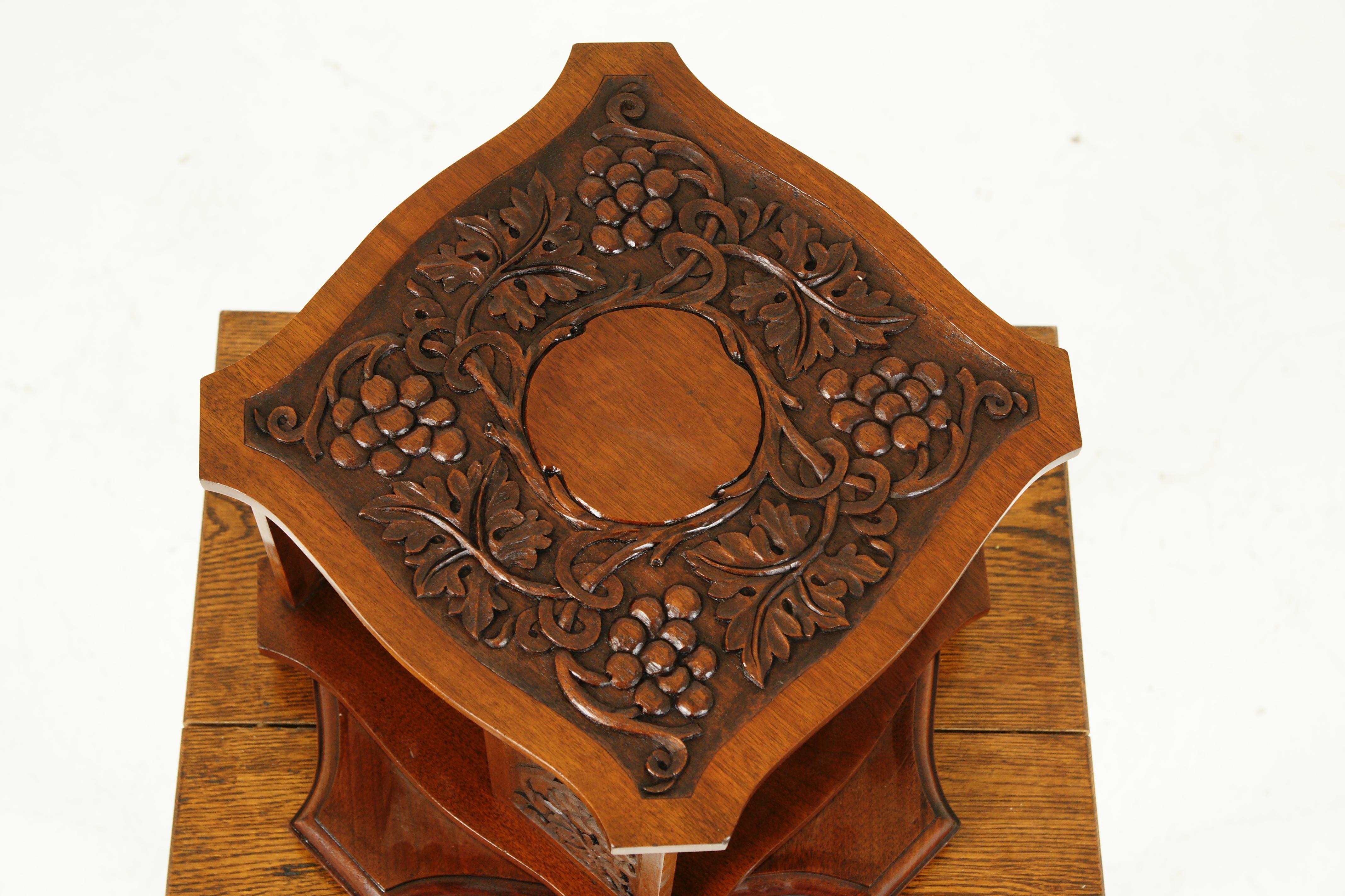 Antique Revolving Tabletop Bookcase, Arts + Crafts, Walnut, Scotland 1910, B2545 2