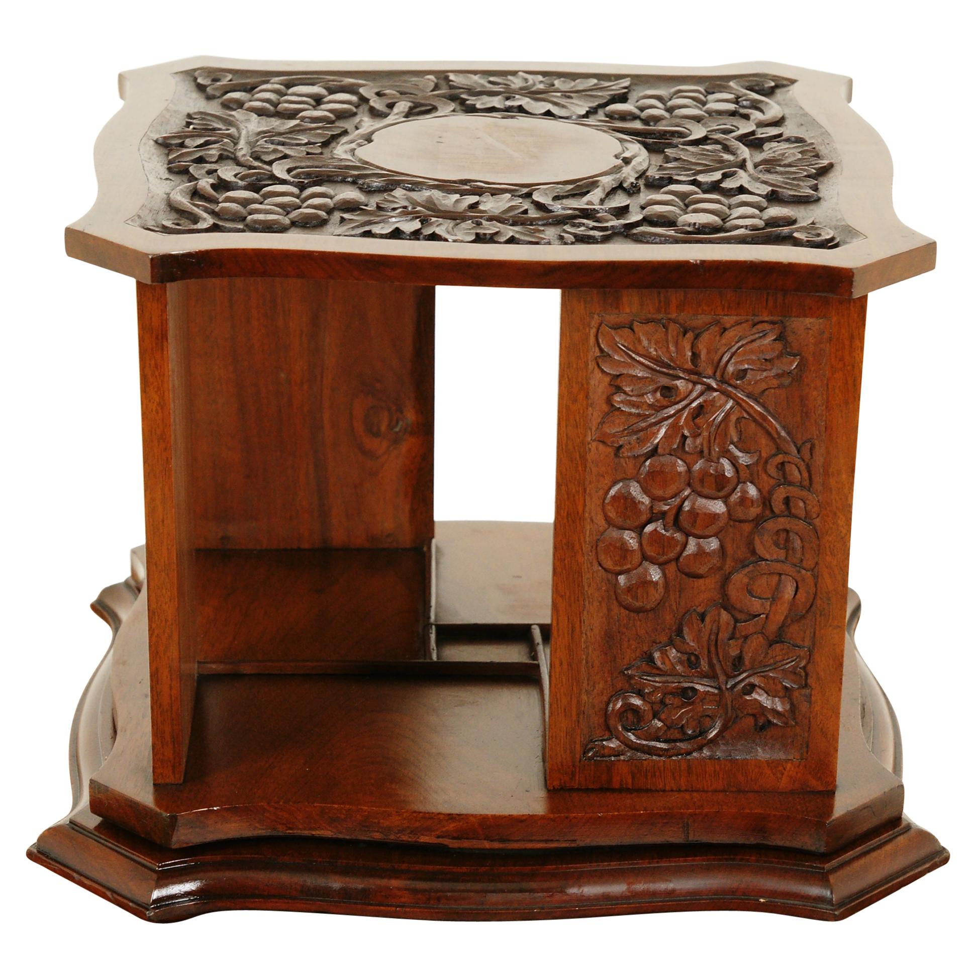 Antique Revolving Tabletop Bookcase, Arts + Crafts, Walnut, Scotland 1910, B2545