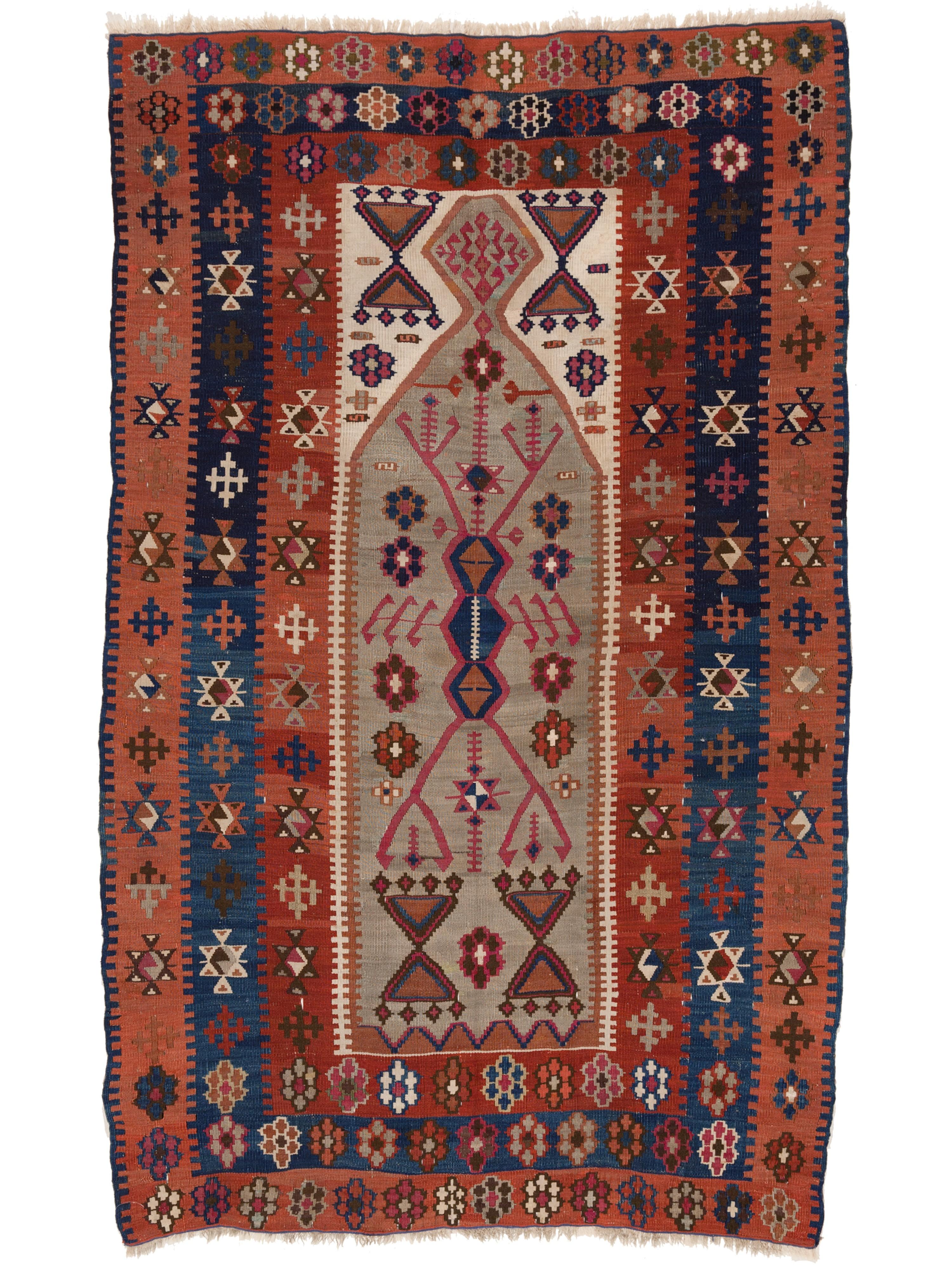 Antique Reyhanli Kilim Anatolian Rug Handwoven Adana Turkish Carpet Natural Dye For Sale 3