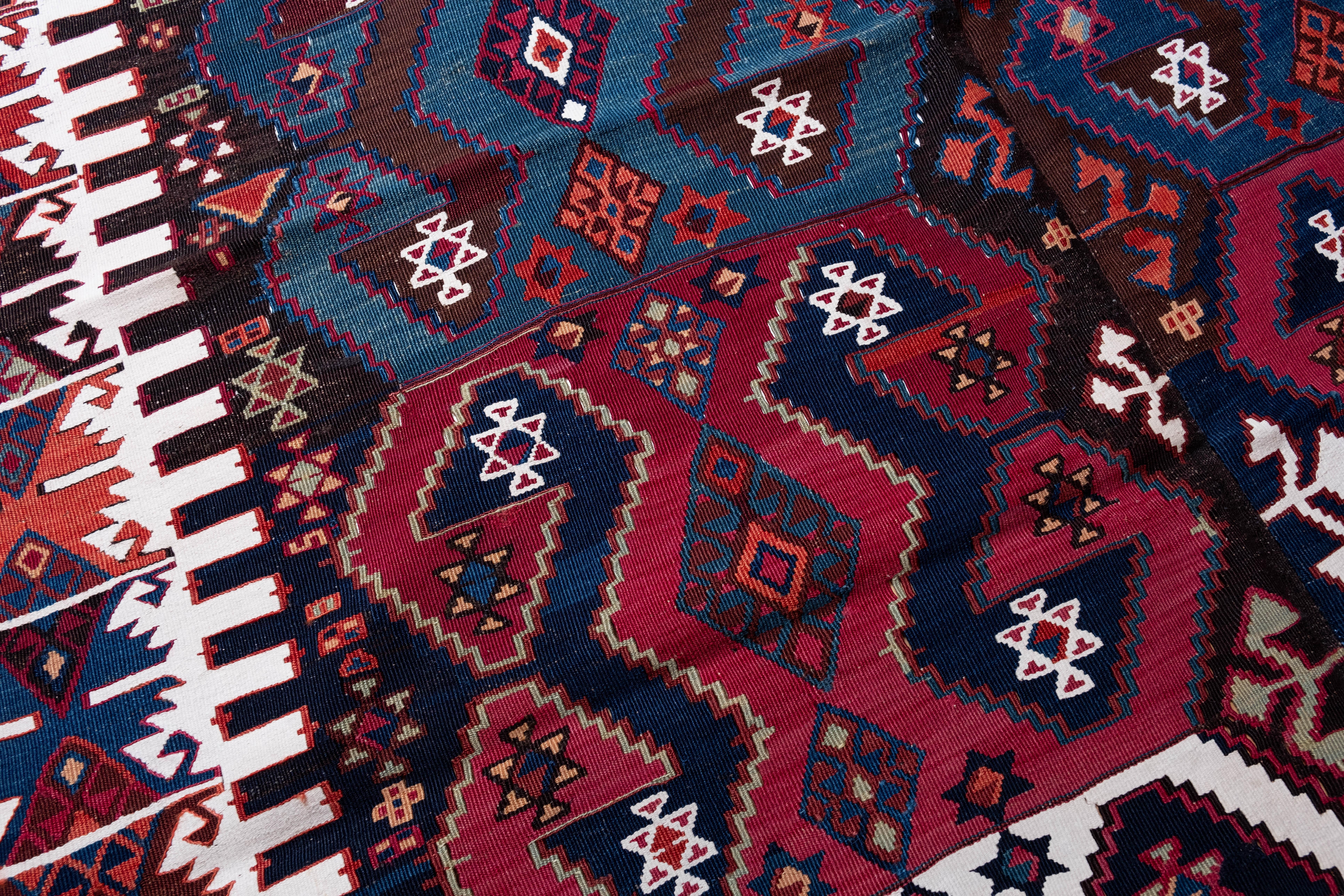 Hand-Woven Antique Reyhanli Kilim Rug Wool Old Eastern Anatolian Turkish Carpet For Sale