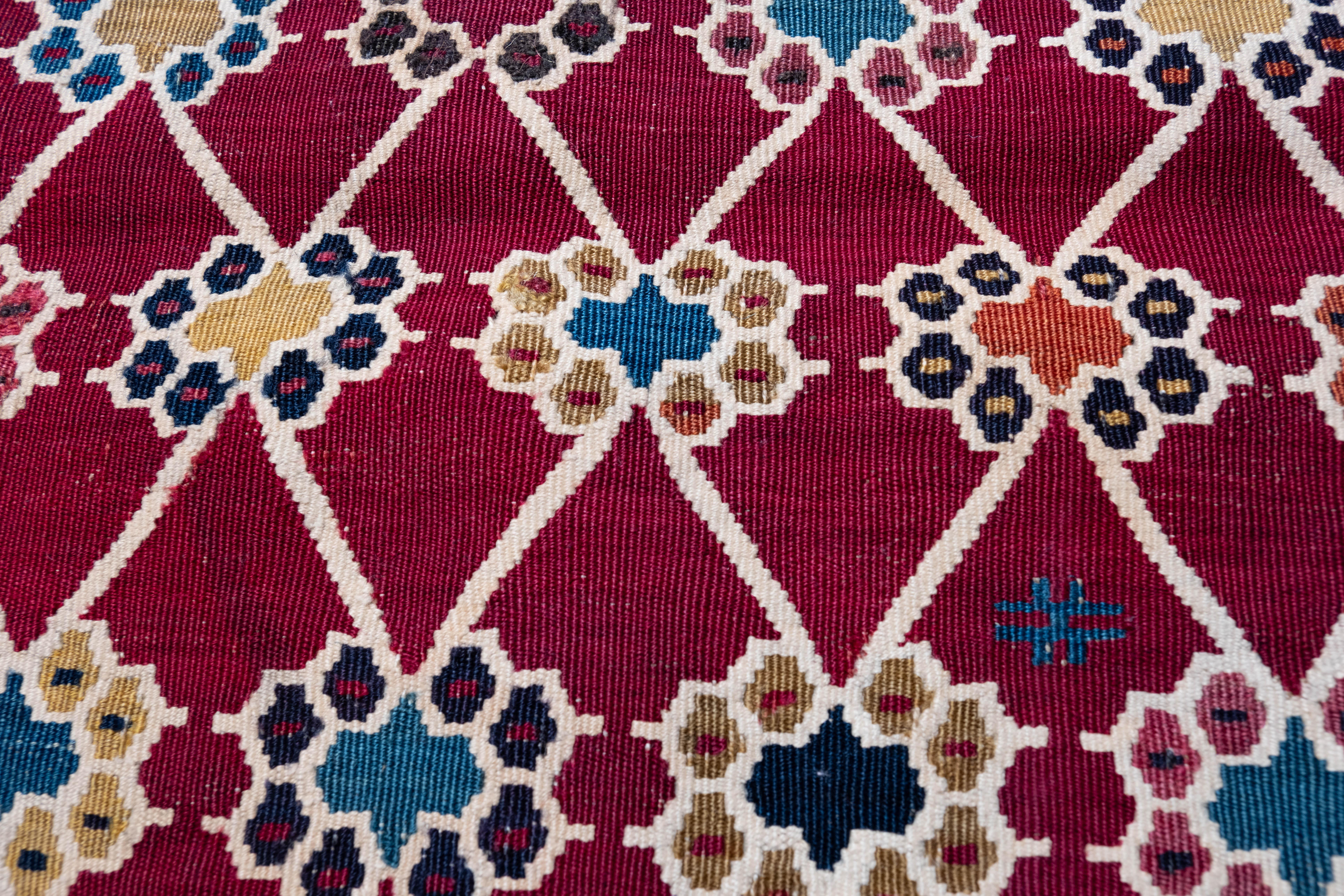Antique Reyhanli Kilim Rug Wool Old Eastern Anatolian Turkish Carpet In Good Condition For Sale In Tokyo, JP