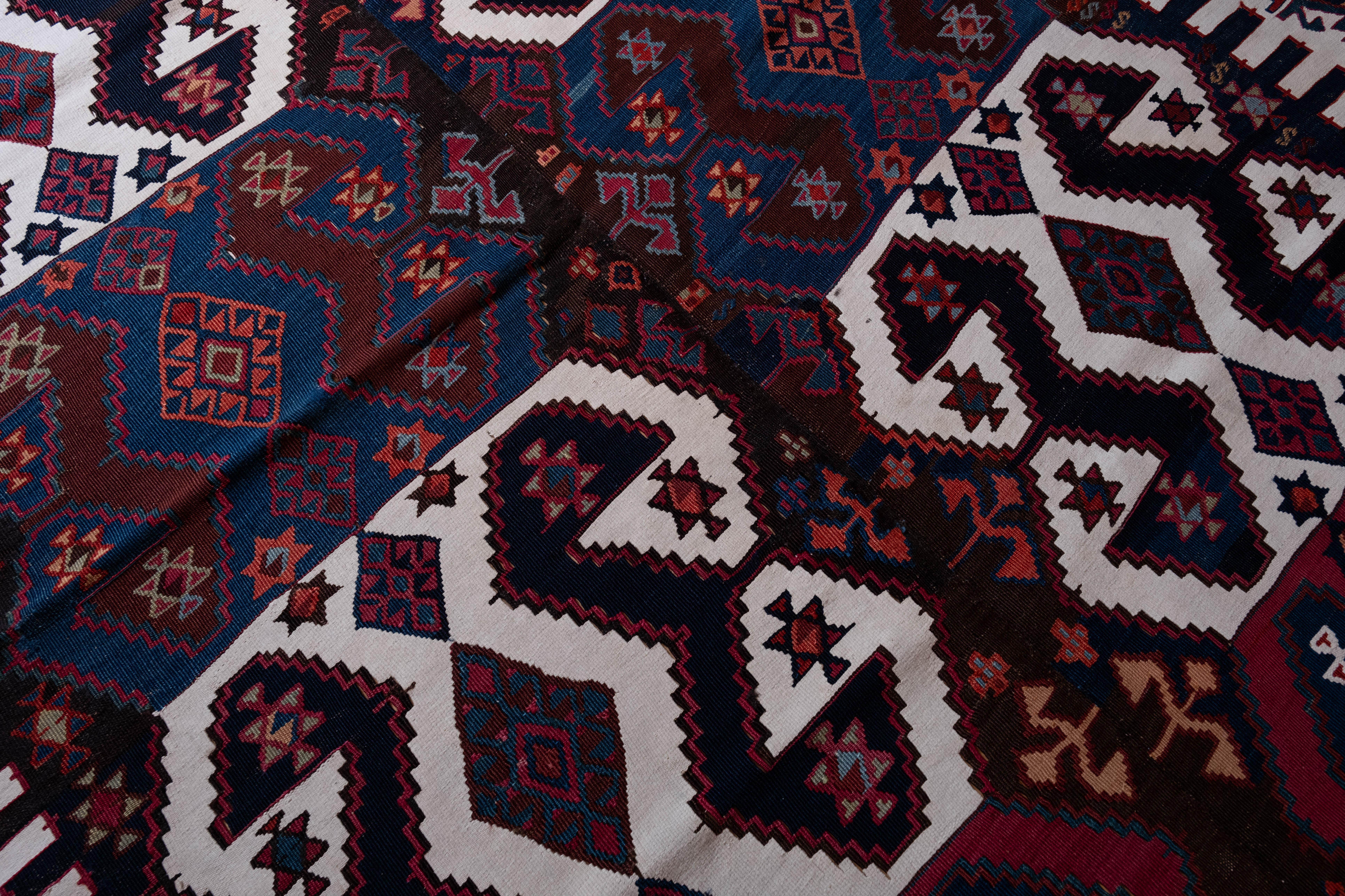 20th Century Antique Reyhanli Kilim Rug Wool Old Eastern Anatolian Turkish Carpet For Sale