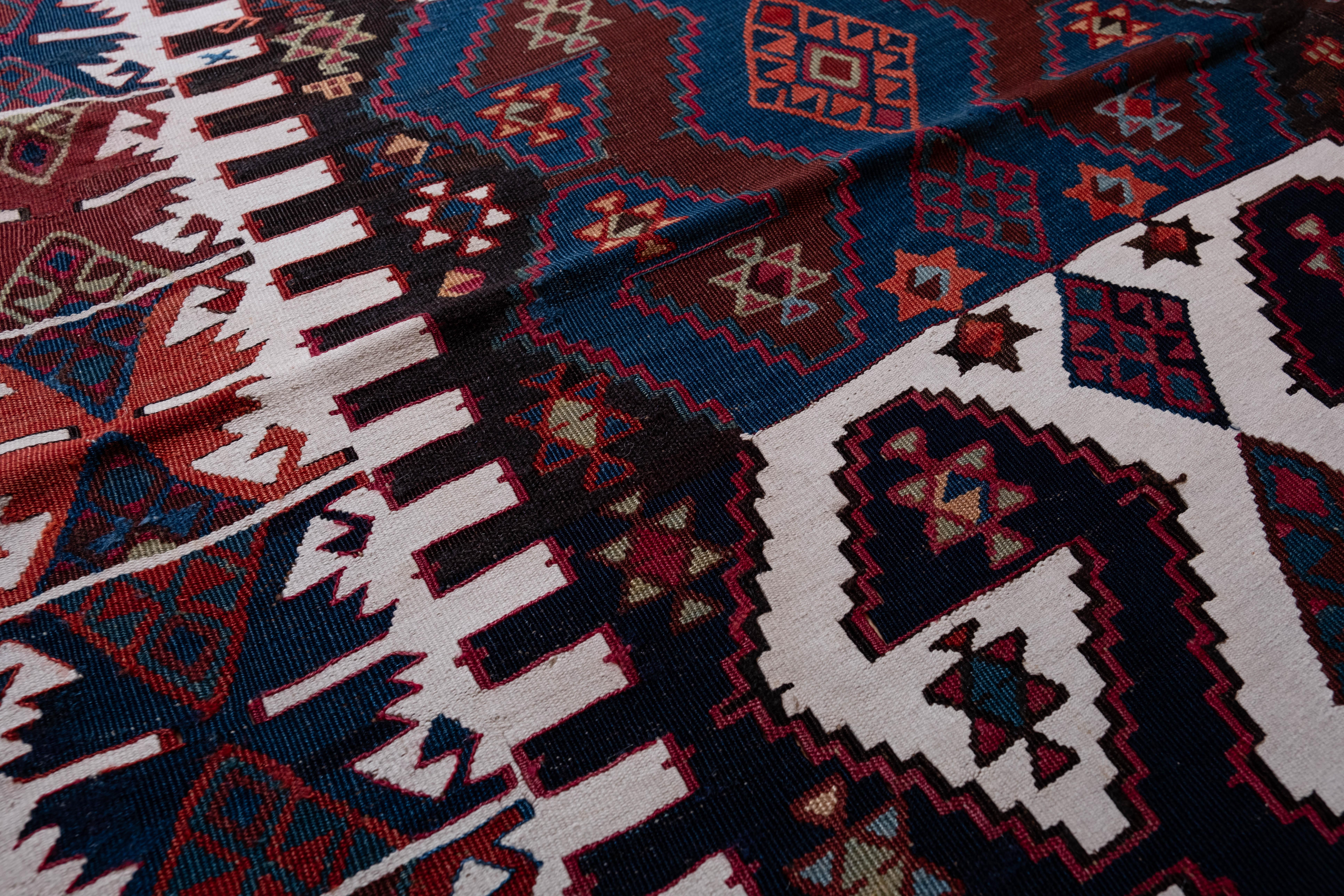 Antique Reyhanli Kilim Rug Wool Old Eastern Anatolian Turkish Carpet For Sale 1