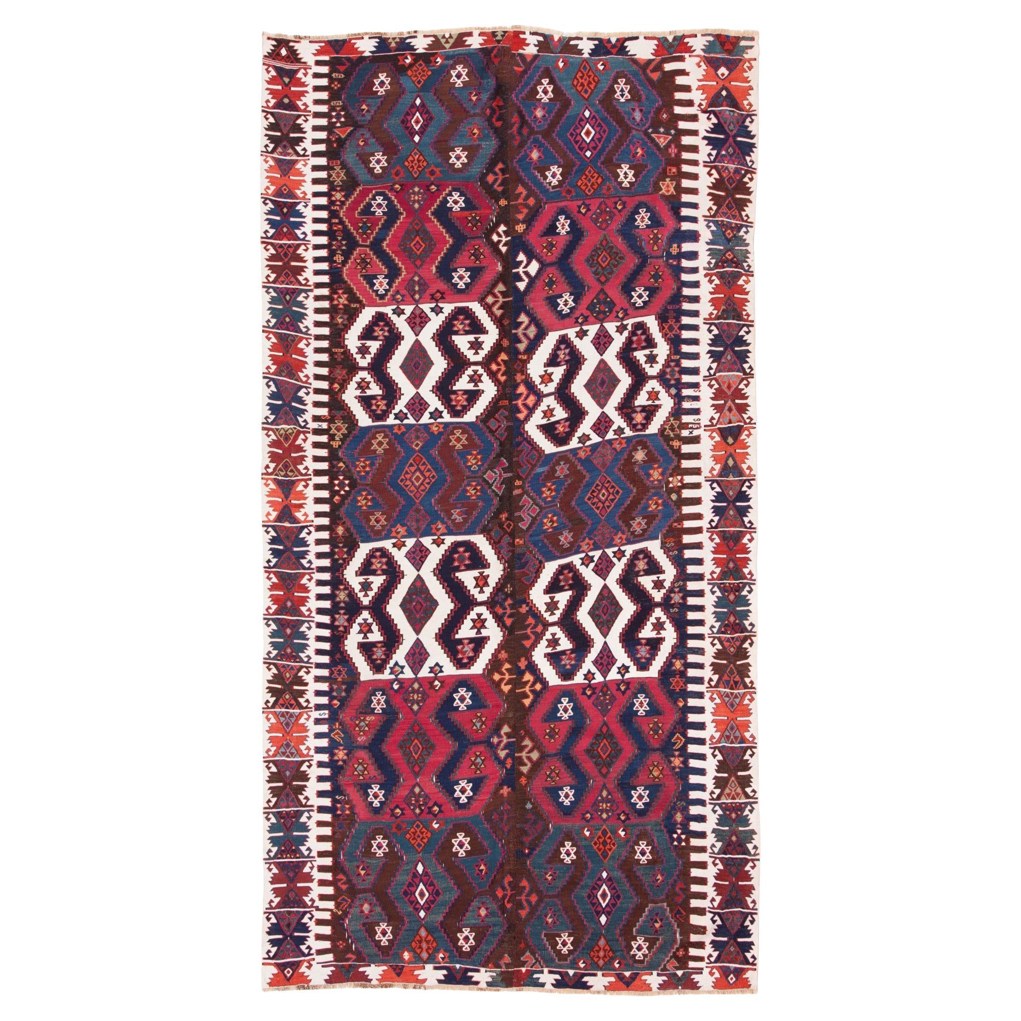 Antique Reyhanli Kilim Rug Wool Old Eastern Anatolian Turkish Carpet For Sale