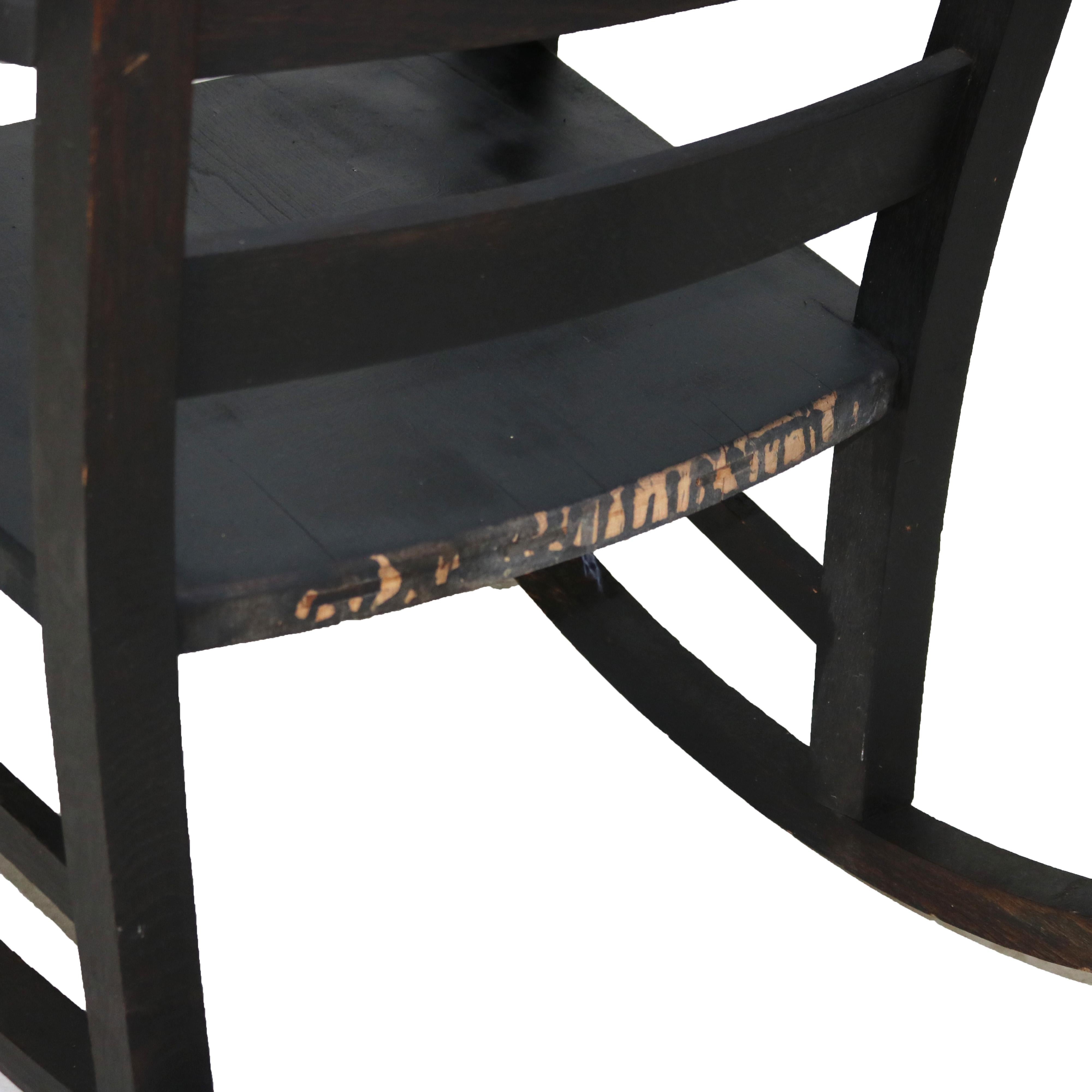 20ième siècle Antiquité RH Conant's Sons Mission Arts & Craft Oak Slat Back Rocking Chair c1910 en vente