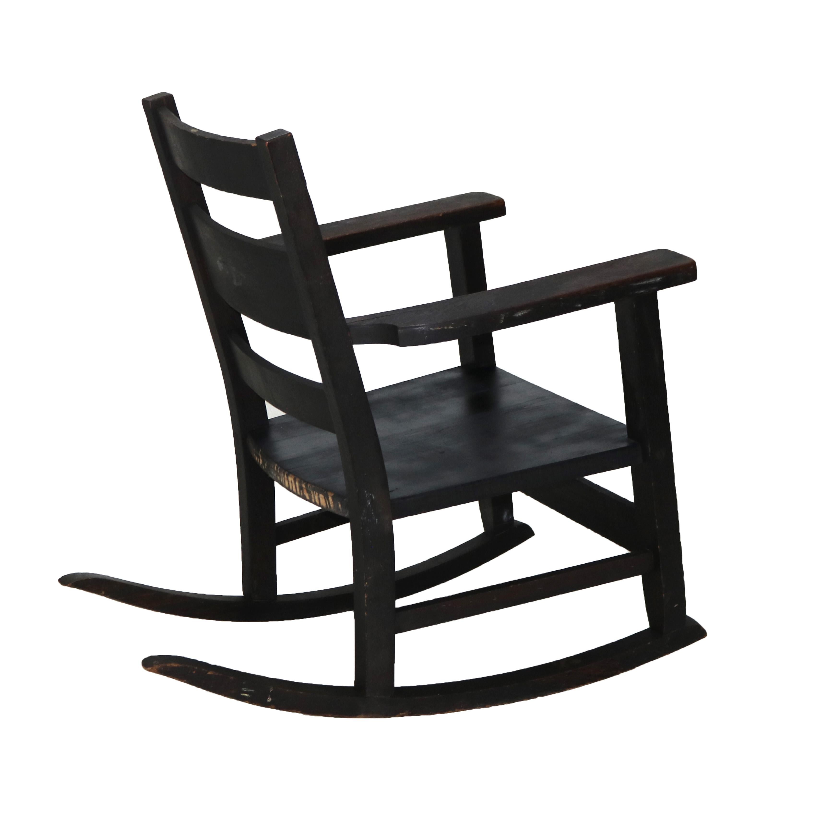 Antiquité RH Conant's Sons Mission Arts & Craft Oak Slat Back Rocking Chair c1910 en vente 1