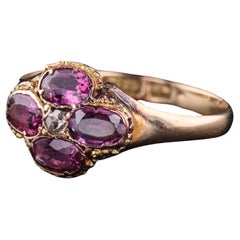 Antique Rhodolite Garnet and Diamond Ring of 15ct Gold