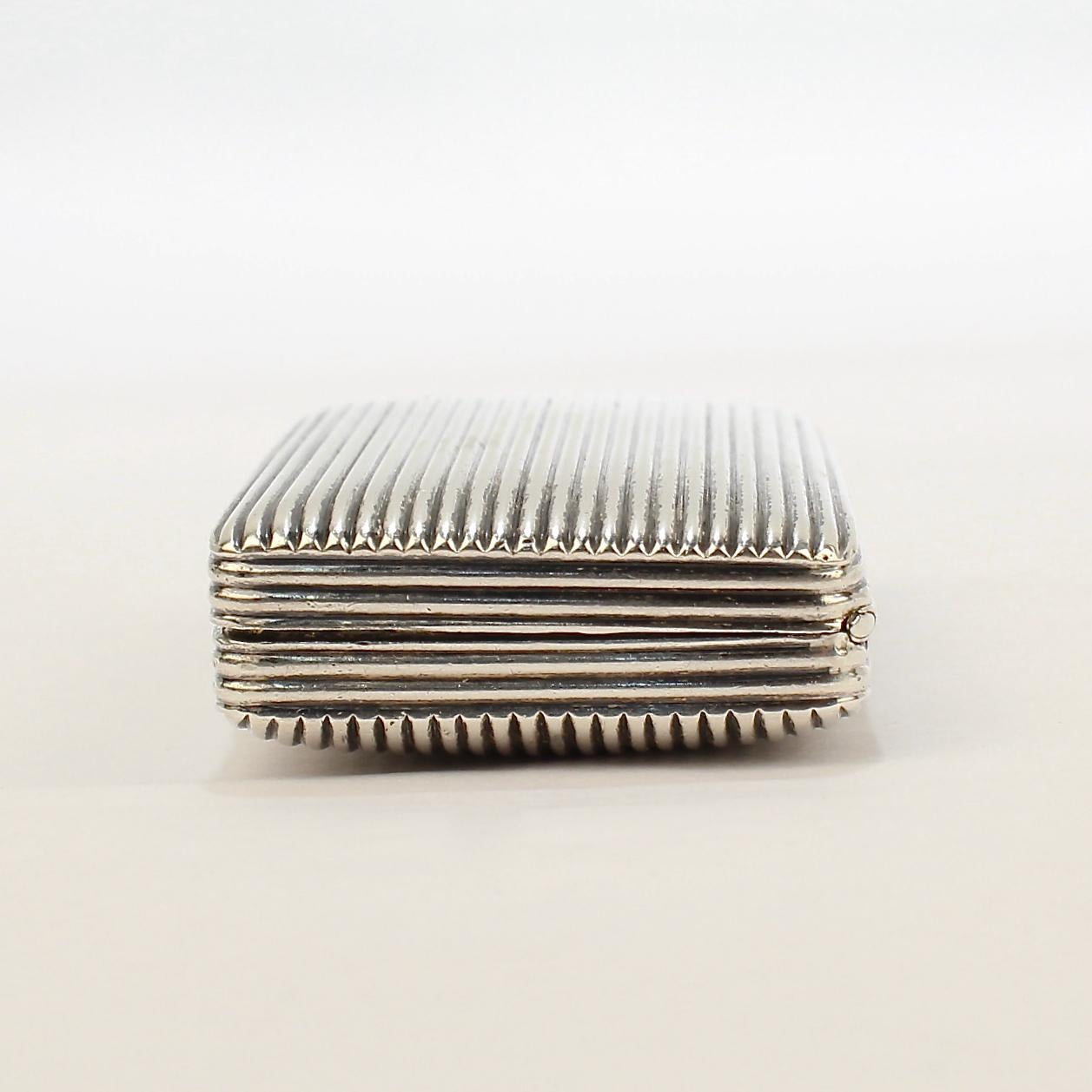George III Antique Ribbed French Sterling Silver Snuff Box from the Mario Buatta Collection