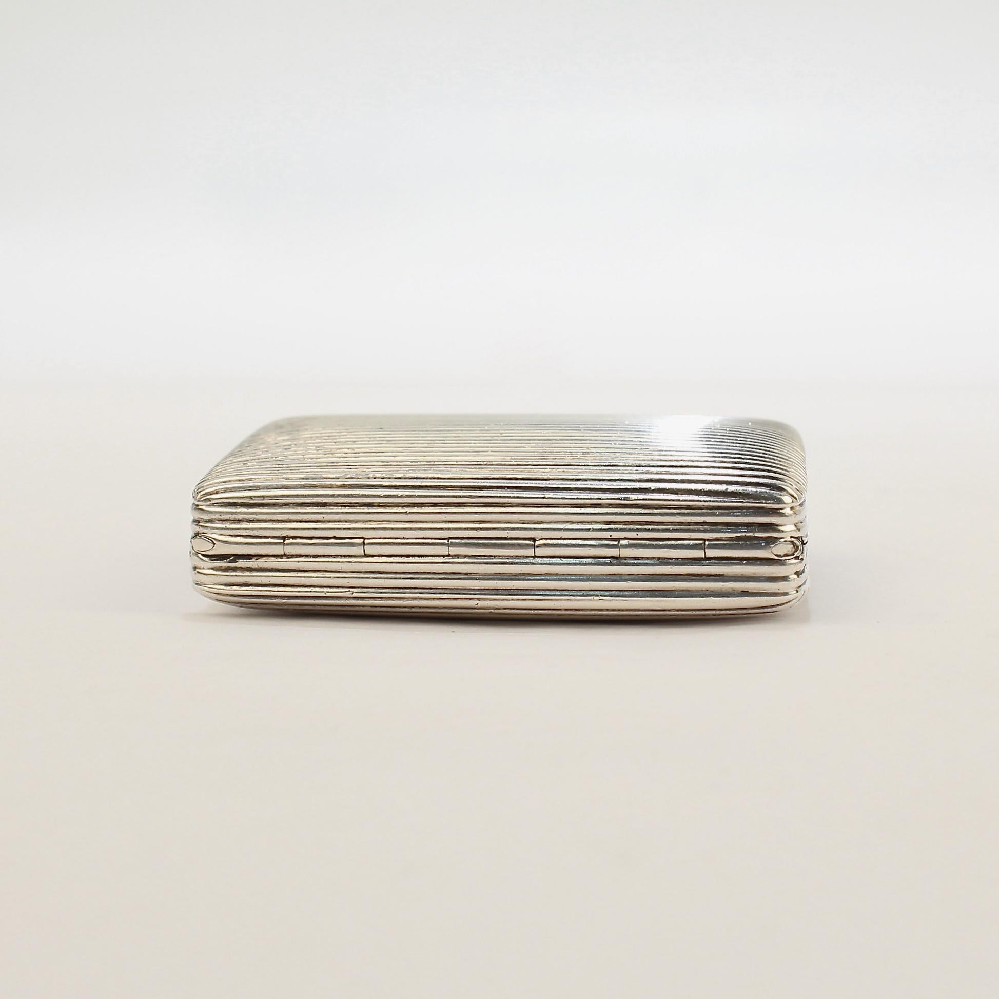Antique Ribbed French Sterling Silver Snuff Box from the Mario Buatta Collection In Good Condition In Philadelphia, PA