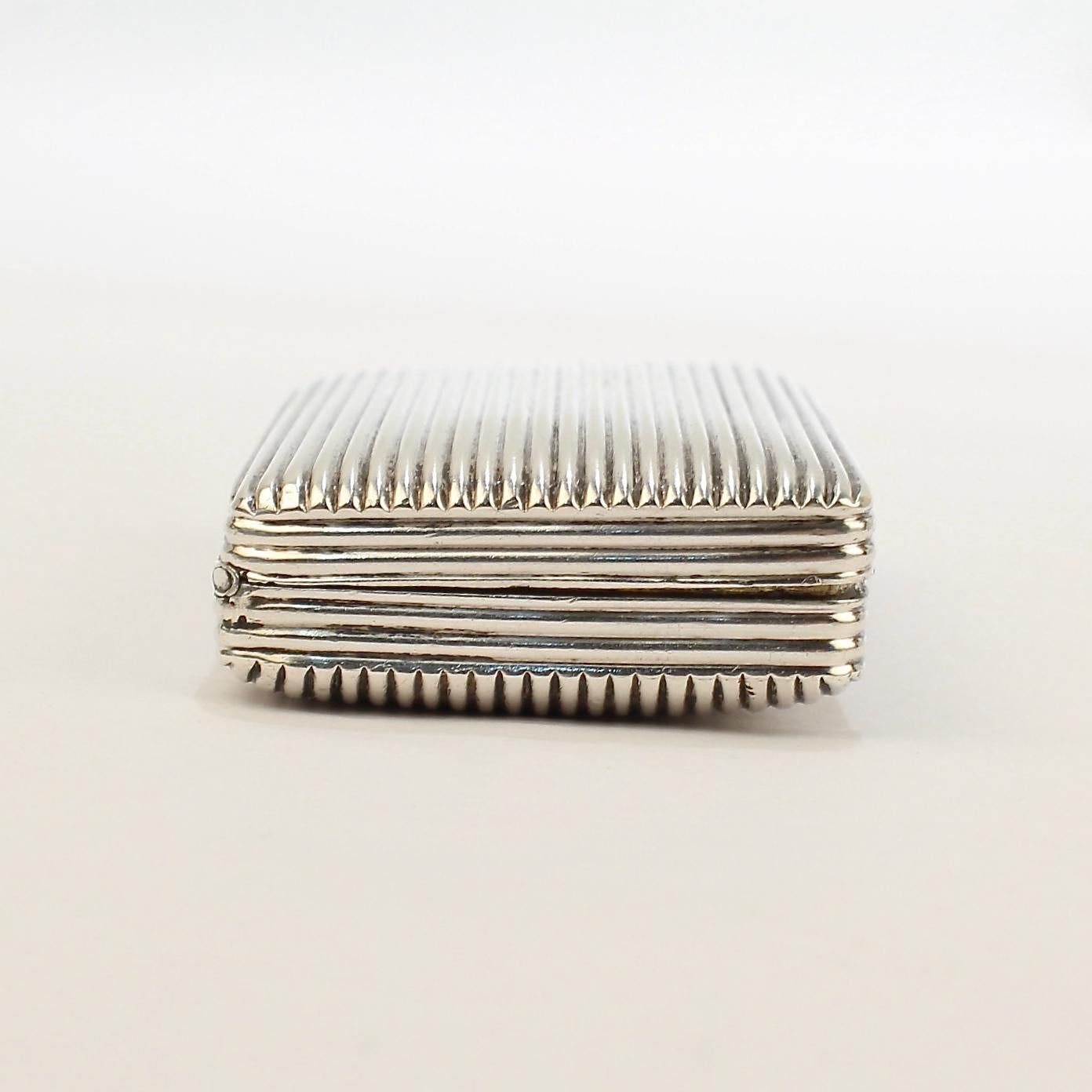 Women's or Men's Antique Ribbed French Sterling Silver Snuff Box from the Mario Buatta Collection