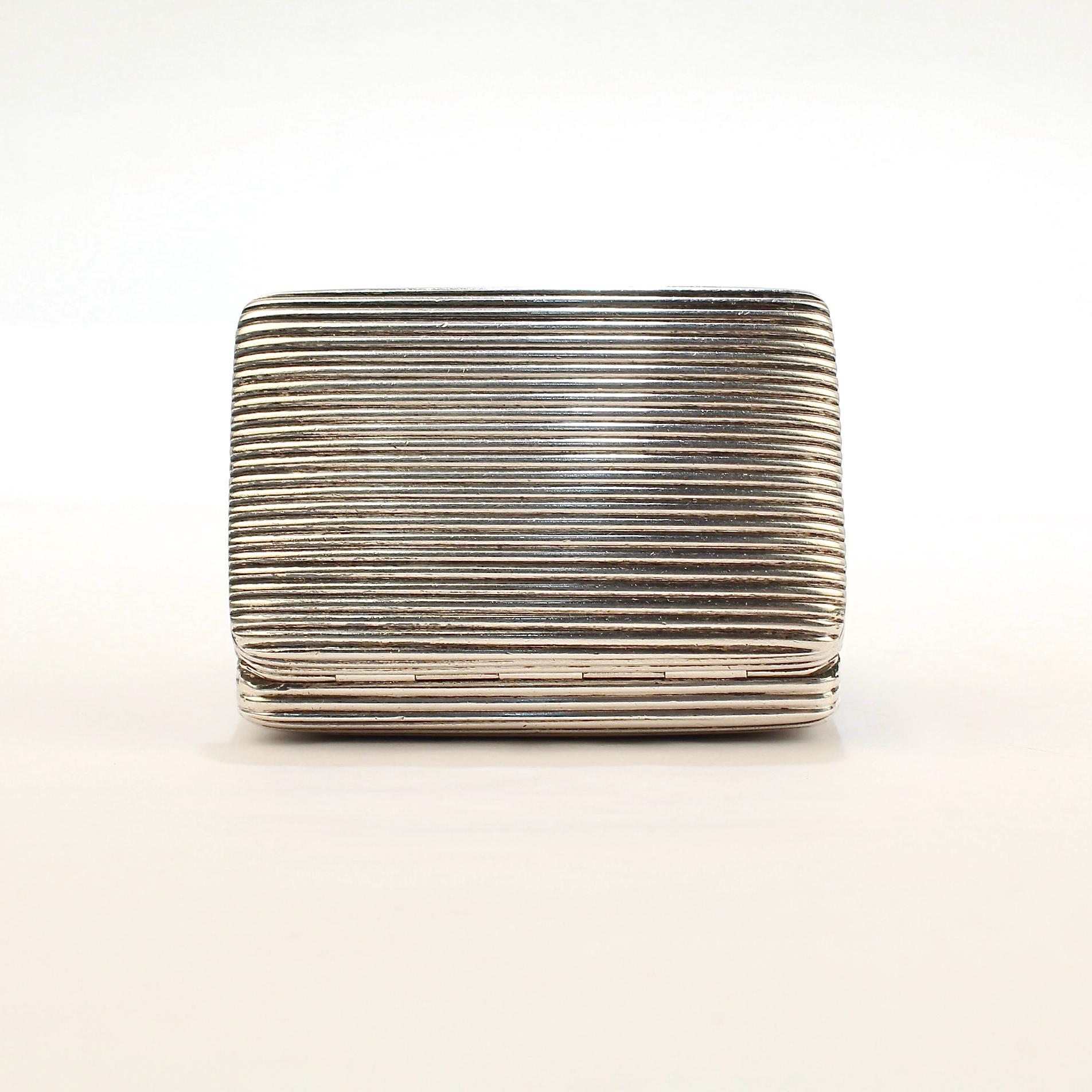 Antique Ribbed French Sterling Silver Snuff Box from the Mario Buatta Collection 3