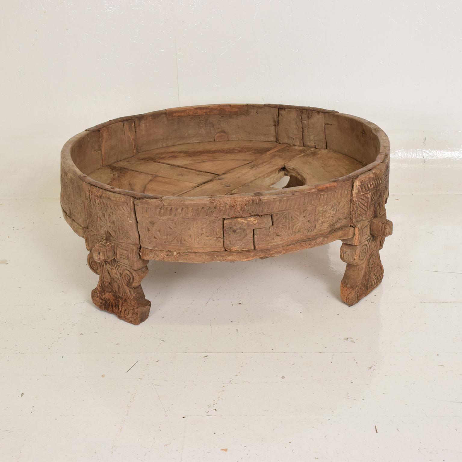 For your consideration: an antique rice washer wood planter base outdoor patio garden table

Dimensions: 30