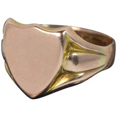 Antique Rich 9 Carat Rose Gold Shield Signet Ring