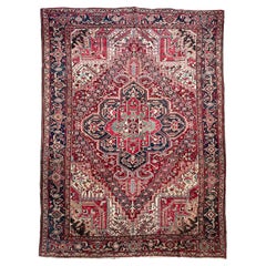 Antique Rich Heriz Rug Full Pile, c. 1940's