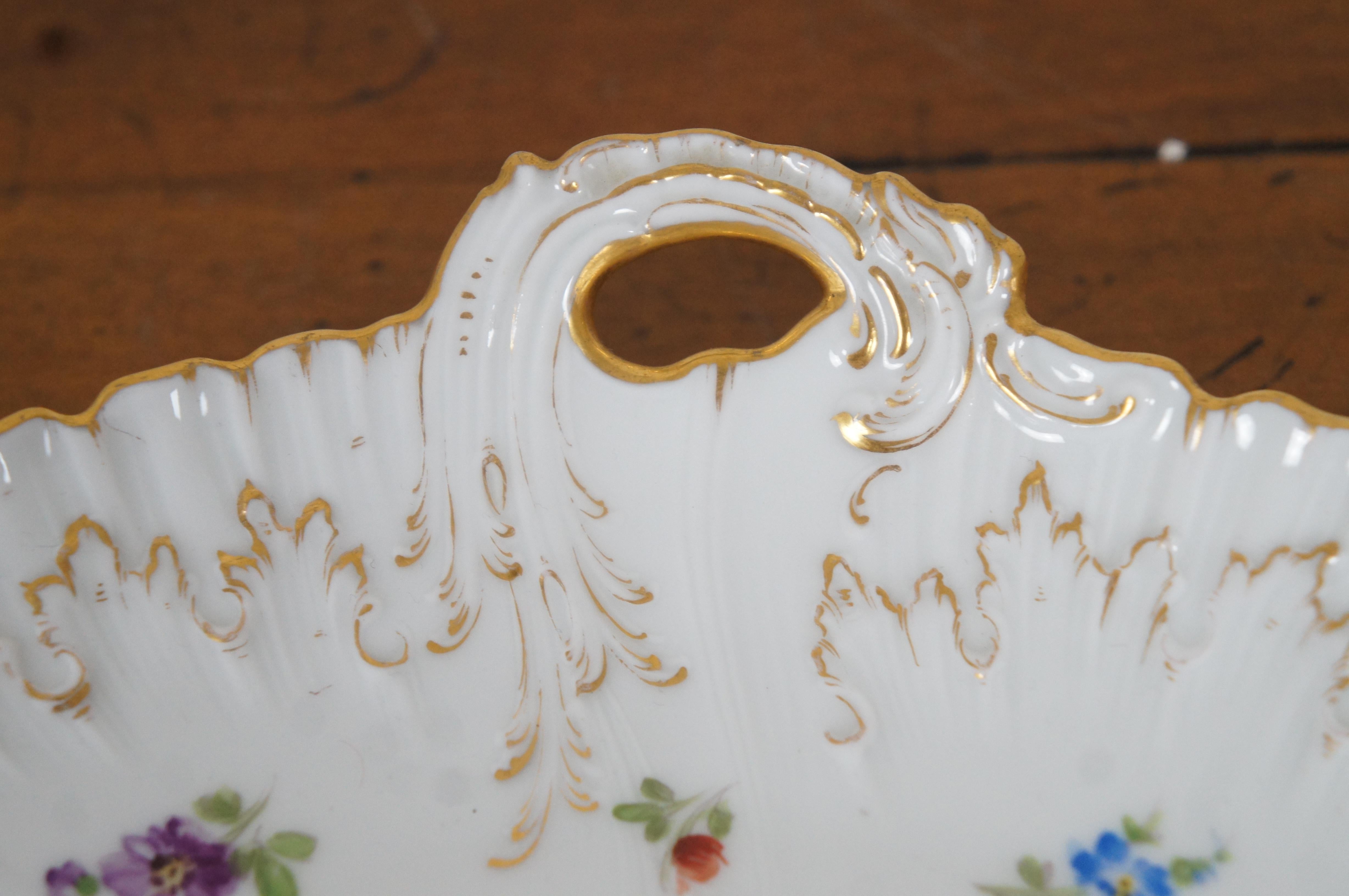 Porcelain Antique Richard Klemm German Dresden Scalloped Cake Serving Plate Platter 12