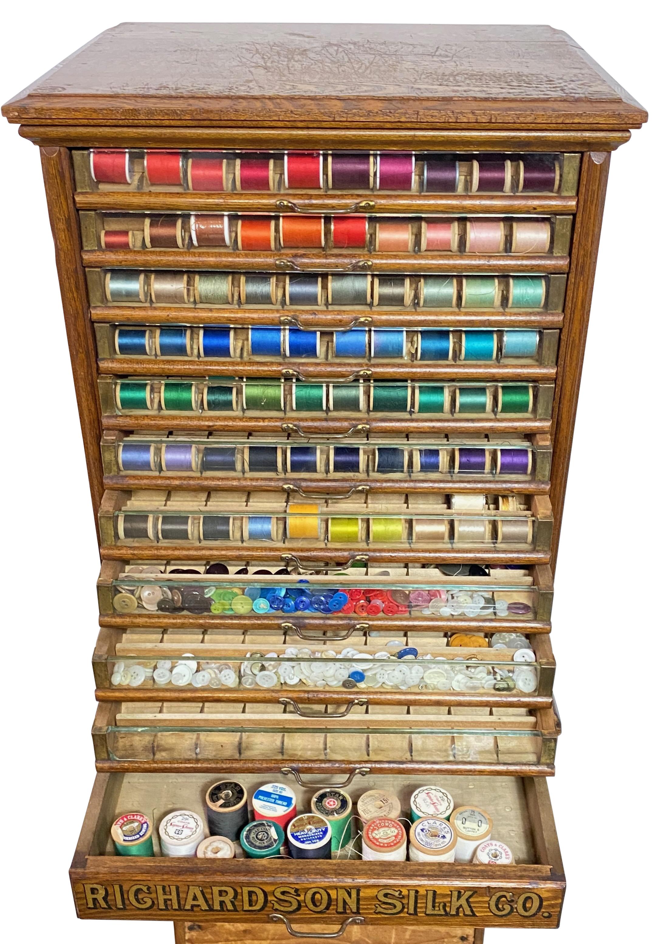 American Antique Richardson Silk Thread Spool Cabinet Store Display Case Circa 1890
