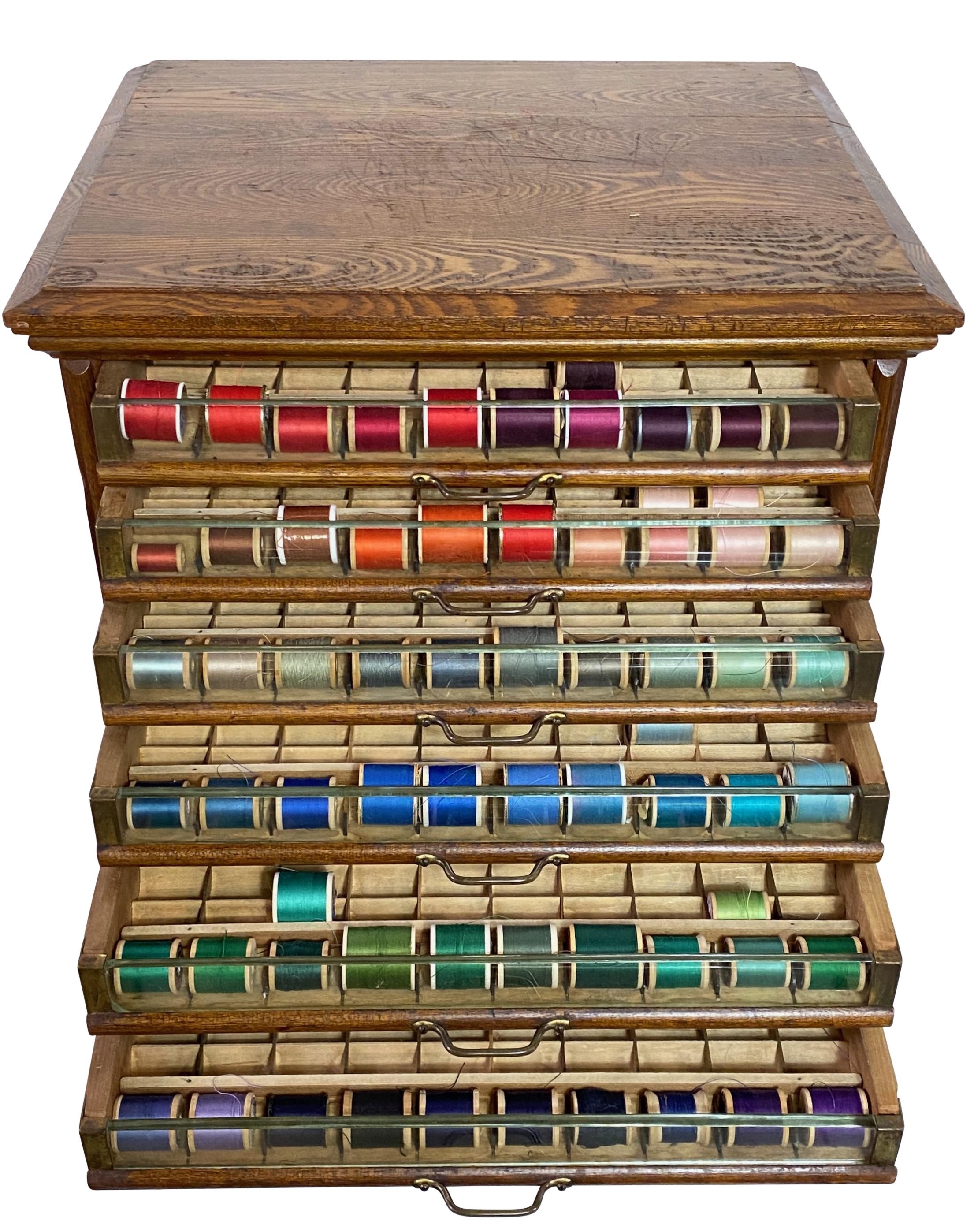 Antique Richardson Silk Thread Spool Cabinet Store Display Case Circa 1890 In Good Condition In San Francisco, CA