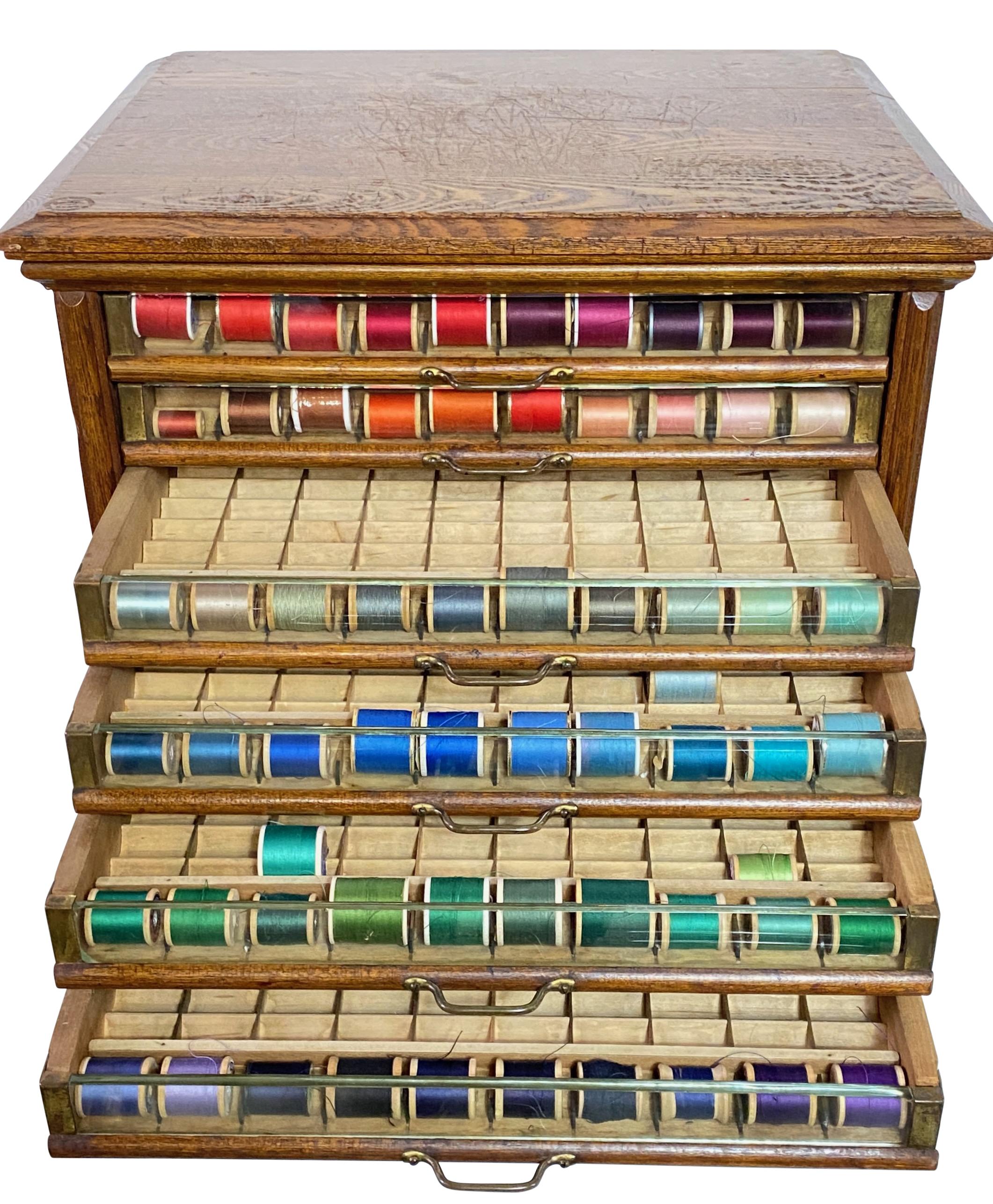 19th Century Antique Richardson Silk Thread Spool Cabinet Store Display Case Circa 1890
