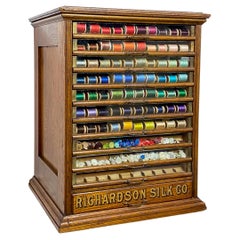 Antique Richardson Silk Thread Spool Cabinet Store Display Case Circa 1890