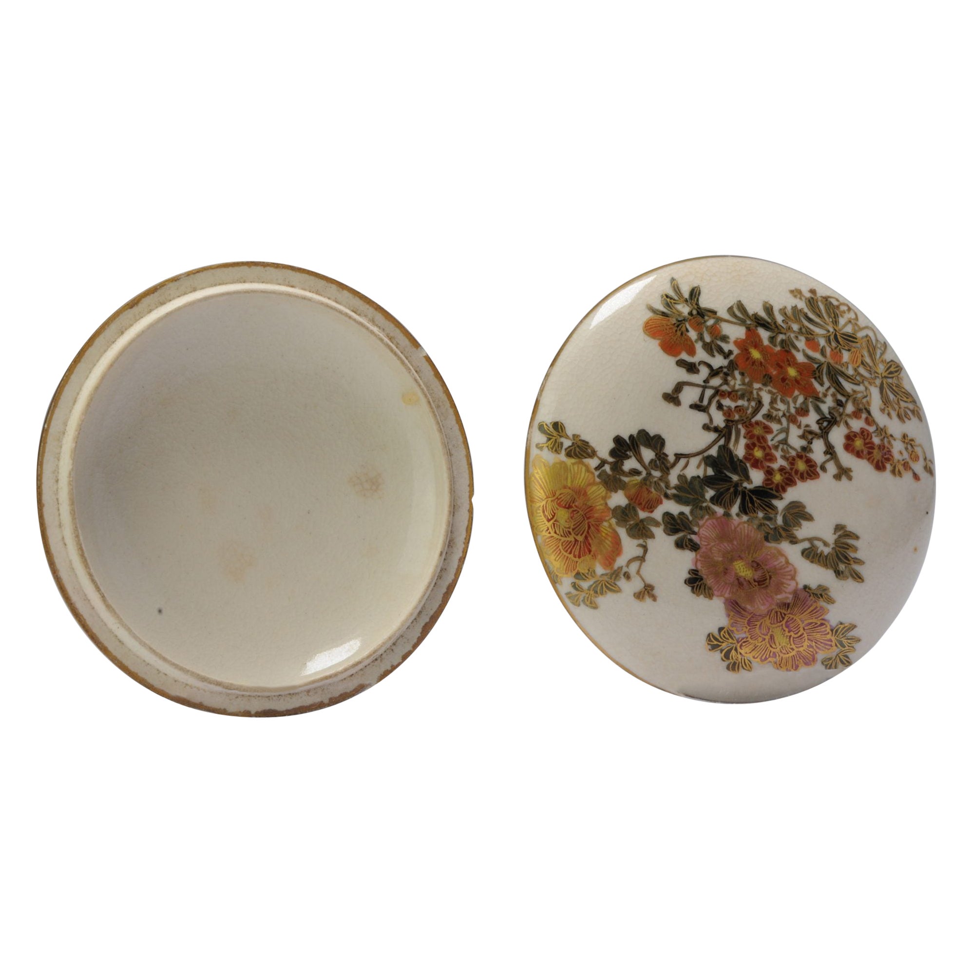 Antique Richly Decorated Marked Japanese Satsuma Box, Ca 1900
