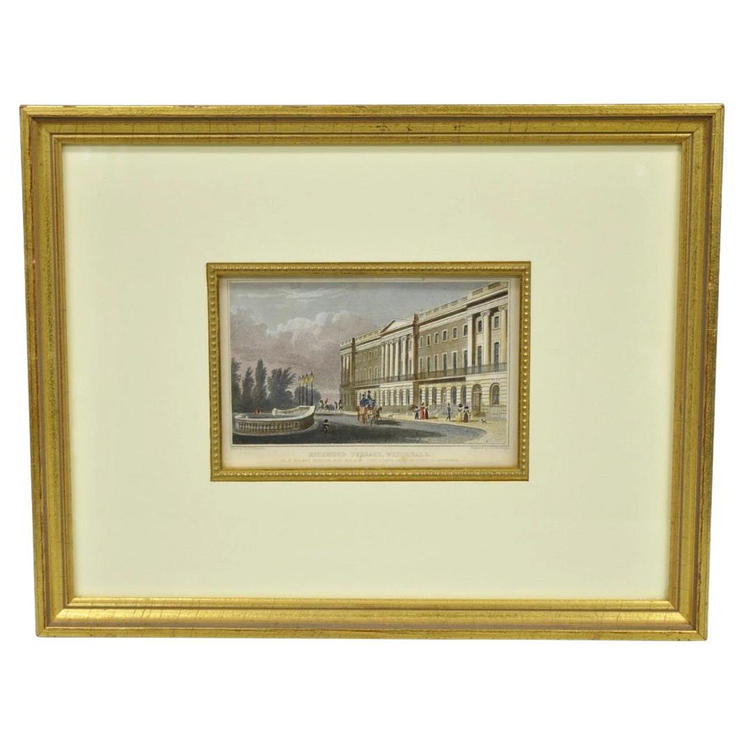 Antique "Richmond Terrace, Whitehall" Color Print by T. Shepherd, M.S Barenger For Sale