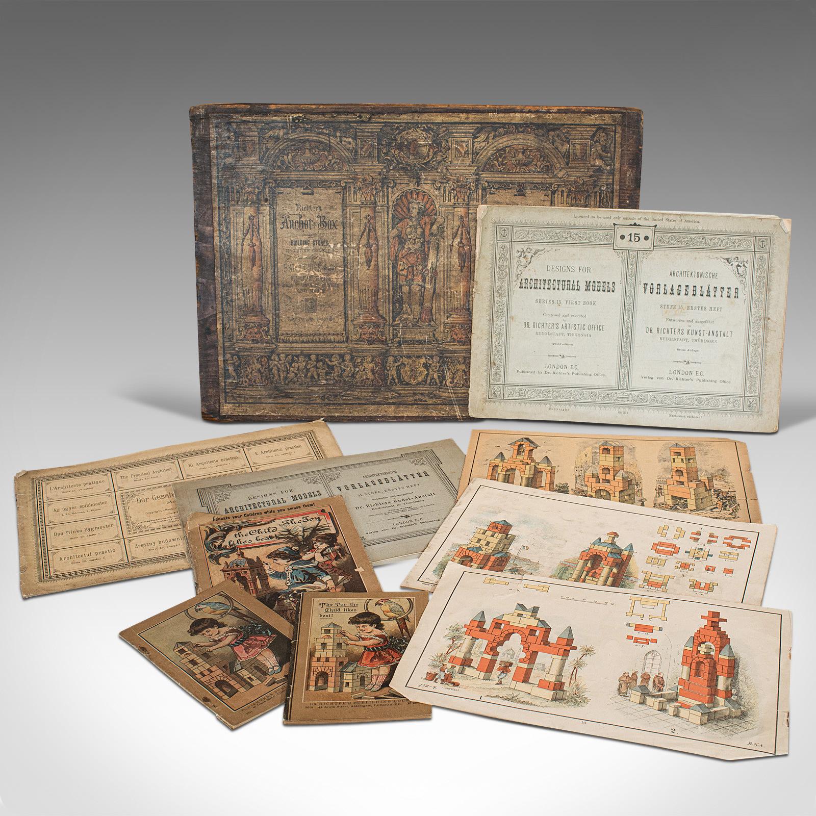 Antike Richter's Anker-Schachtel, Deutsch, Stein, Anker Baukasten, Nummer 15, Set im Angebot 1