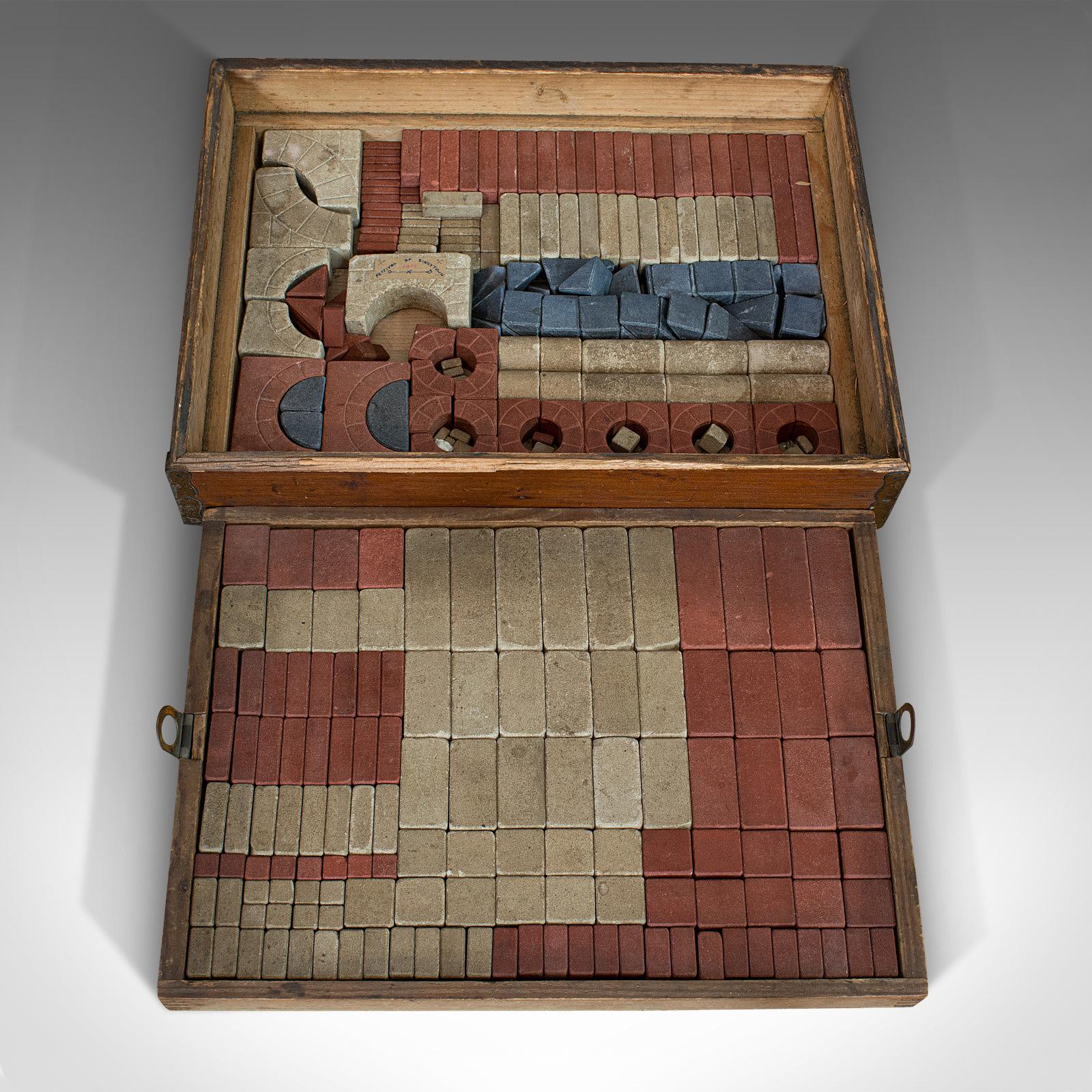 Albanian Antique Richter's Anchor Box, German, Stone, Anker Baukasten, Number 15, Set For Sale