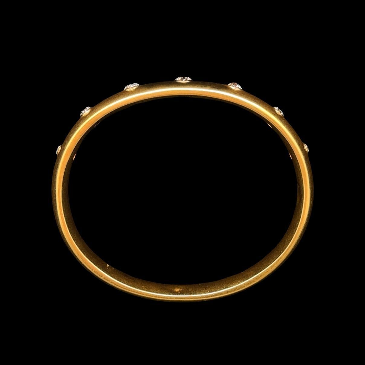 Women's Antique Riker Brothers 18k Gold 2ctw Old European Diamond SlipOn Bangle Bracelet For Sale
