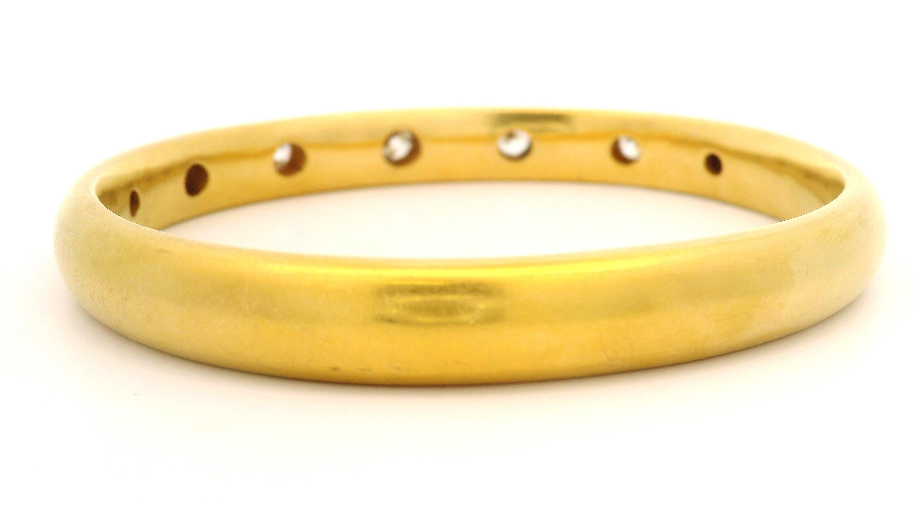 Antique Riker Brothers 18k Gold 2ctw Old European Diamond SlipOn Bangle Bracelet For Sale 3