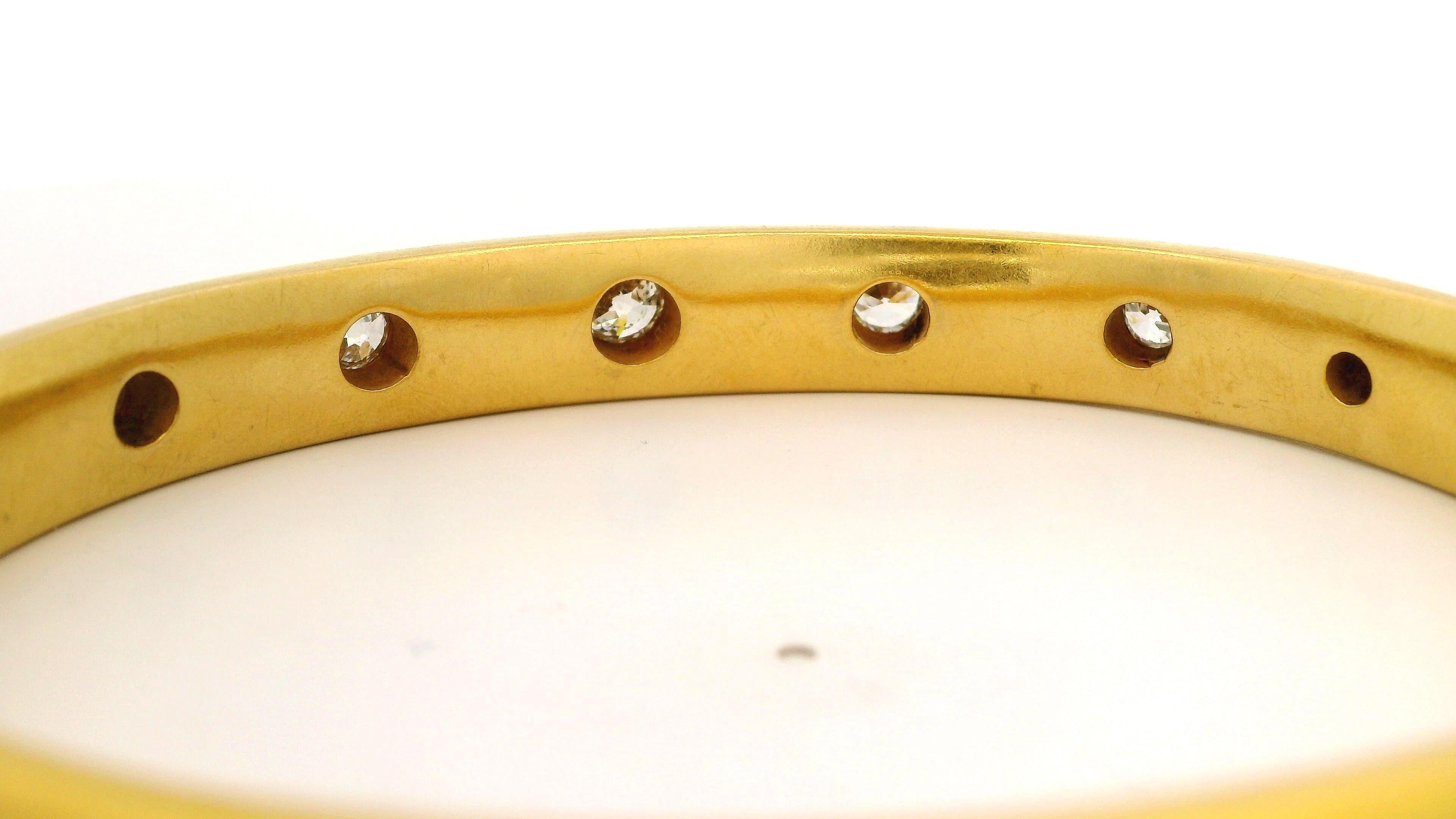 Antique Riker Brothers 18k Gold 2ctw Old European Diamond SlipOn Bangle Bracelet For Sale 4