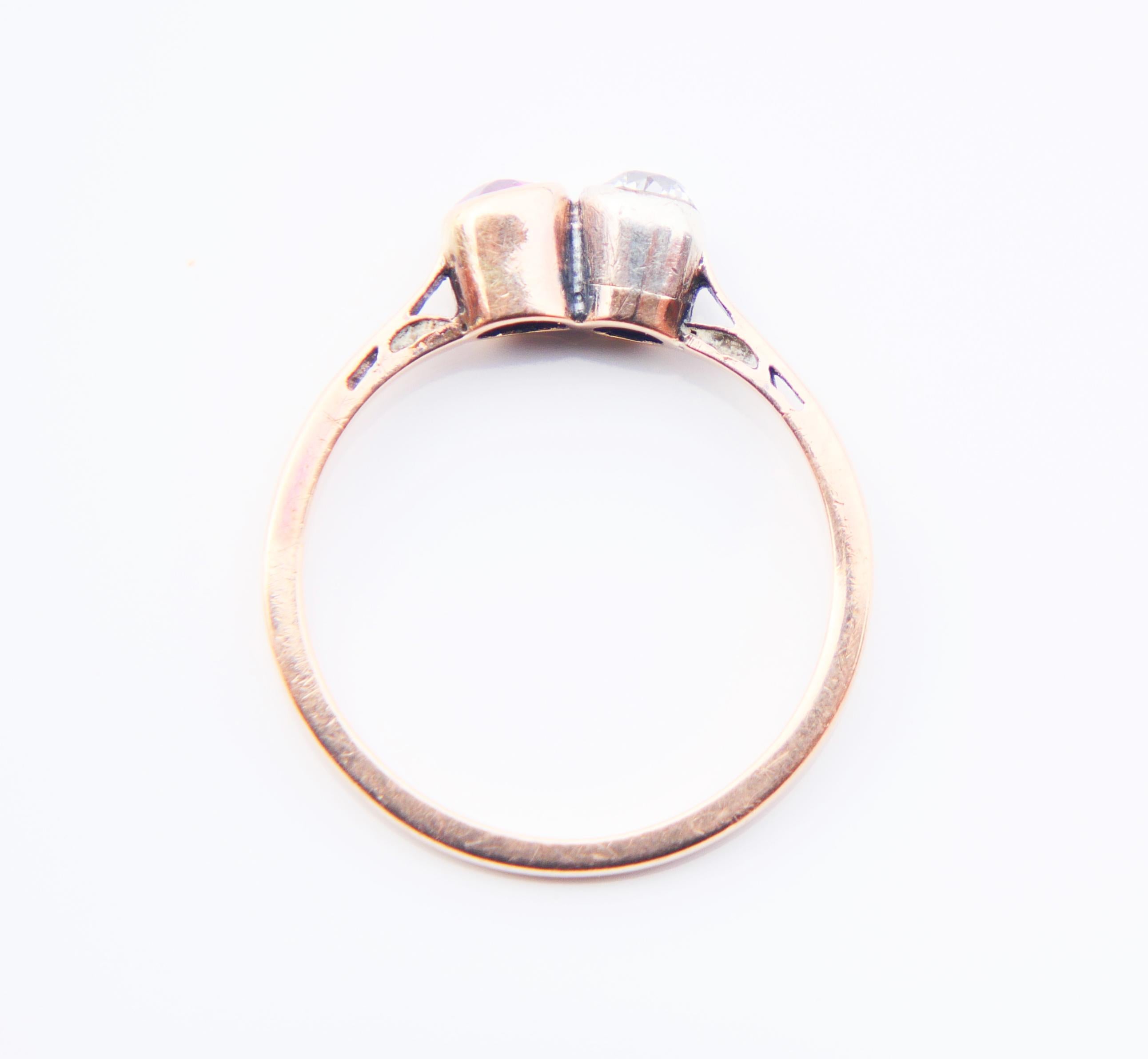 Antiker Ring 0.2 ct Diamant 0.2ct Rubin massiv 14K Rose Gold Silber Ø US5.25/1.6gr im Angebot 7