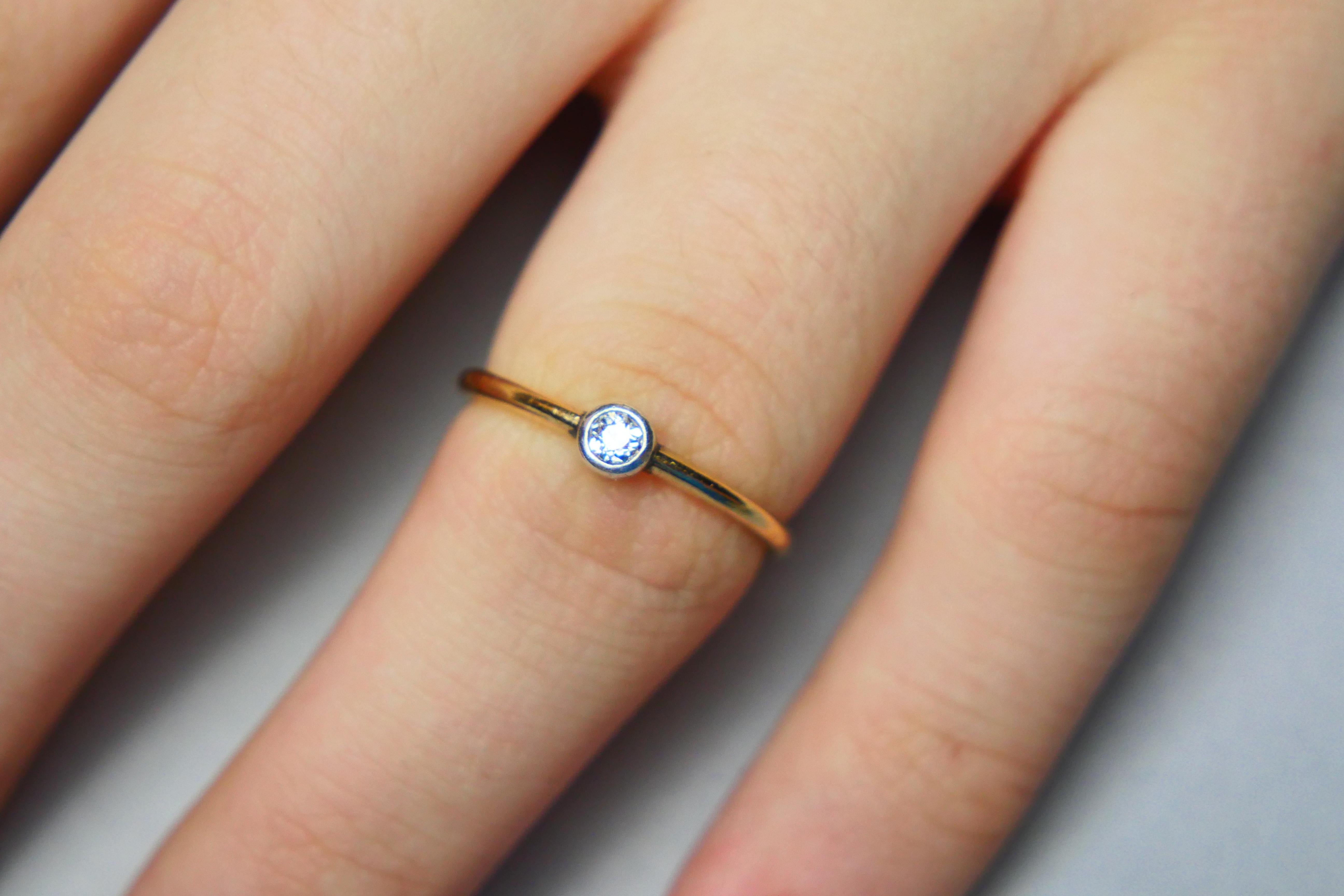 Antique Ring 0.2 ct. Diamond solid 14K Yellow Gold Silver Ø US5.75 / 1.3 gr. For Sale 2