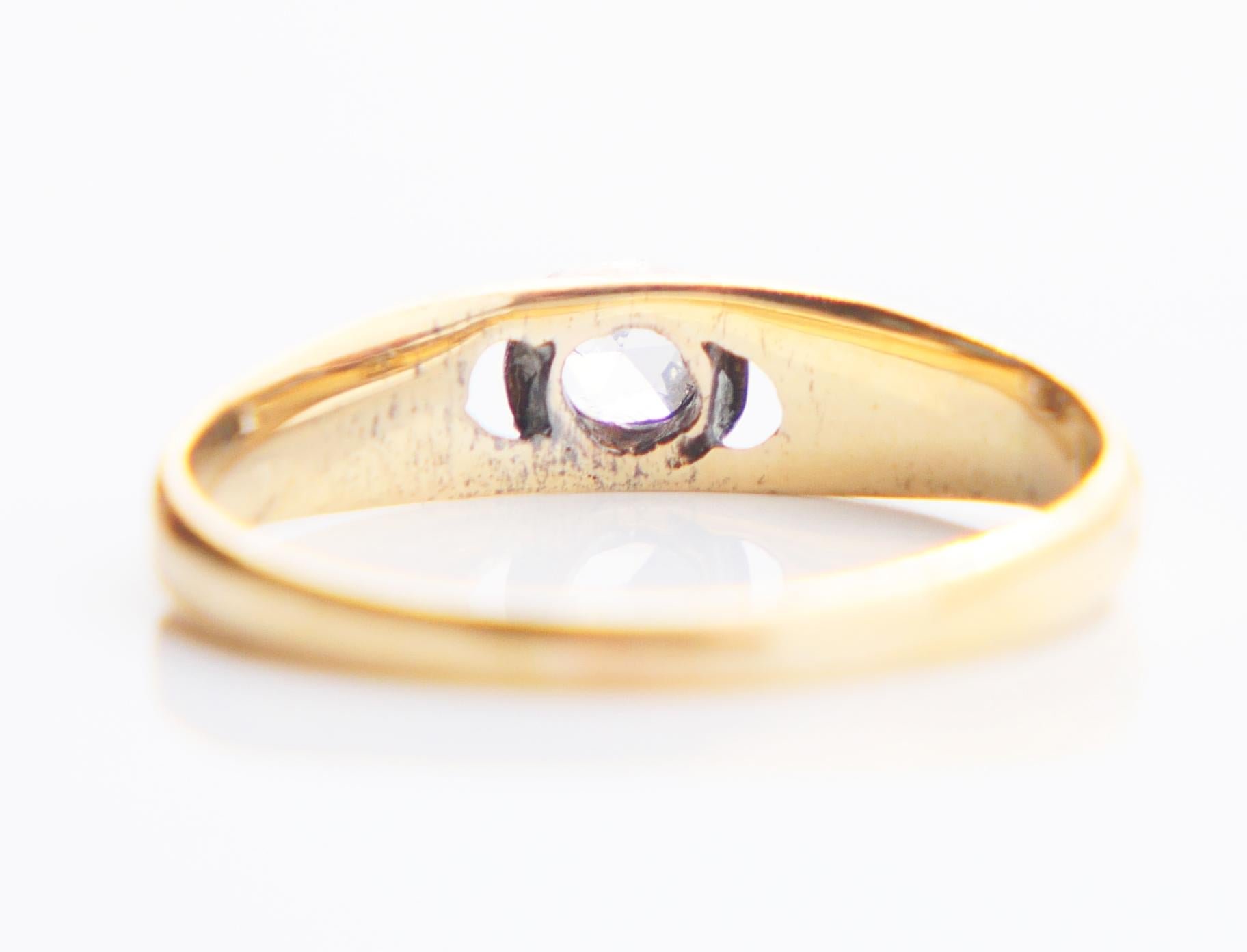 Rose Cut Antique Ring 0.25ct. Diamond Enamels solid 18K Gold Silver Ø4.25US/1.25 gr For Sale