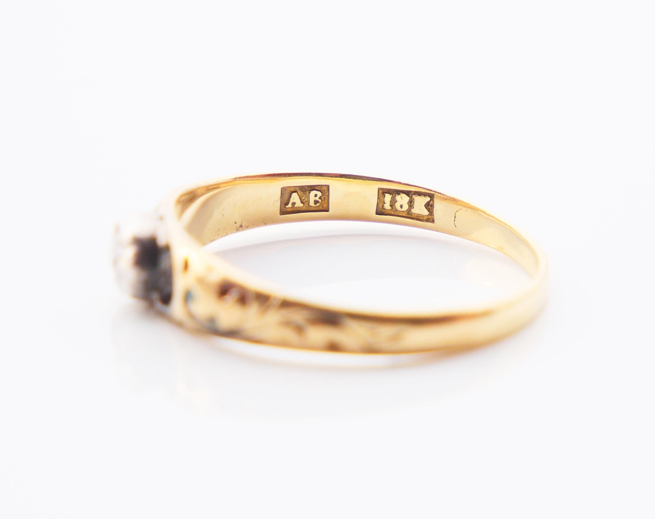 Antique Ring 0.25ct. Diamond Enamels solid 18K Gold Silver Ø4.25US/1.25 gr For Sale 4